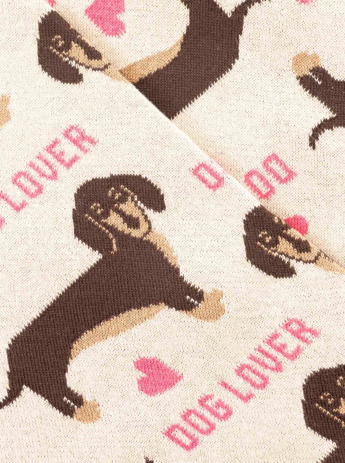 Zwillingsherz Dreieckstuch "Dog Lover", Dackelmotiv, wärmend, Strick