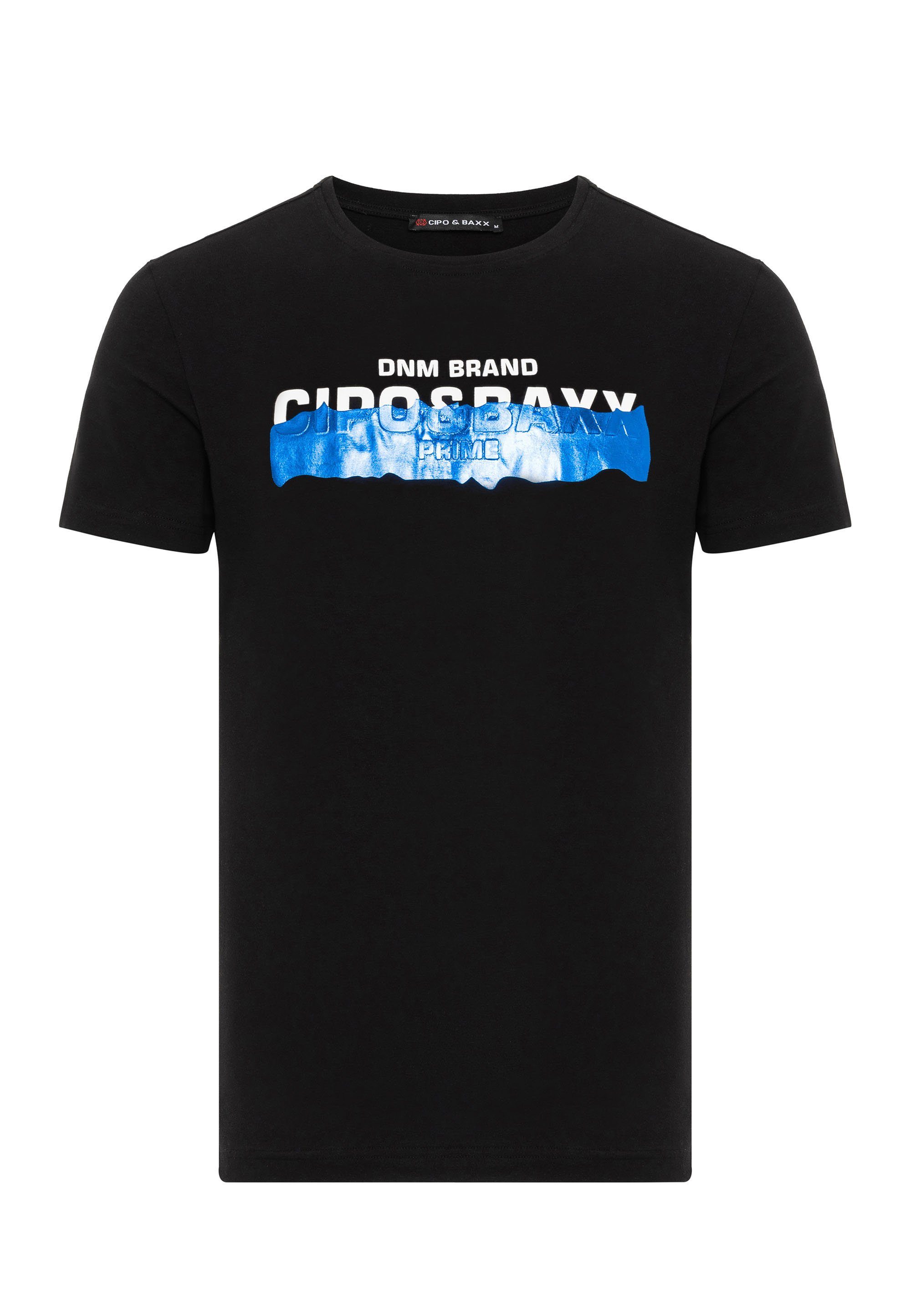 Baxx schwarz & T-Shirt Markenprint mit coolem Cipo