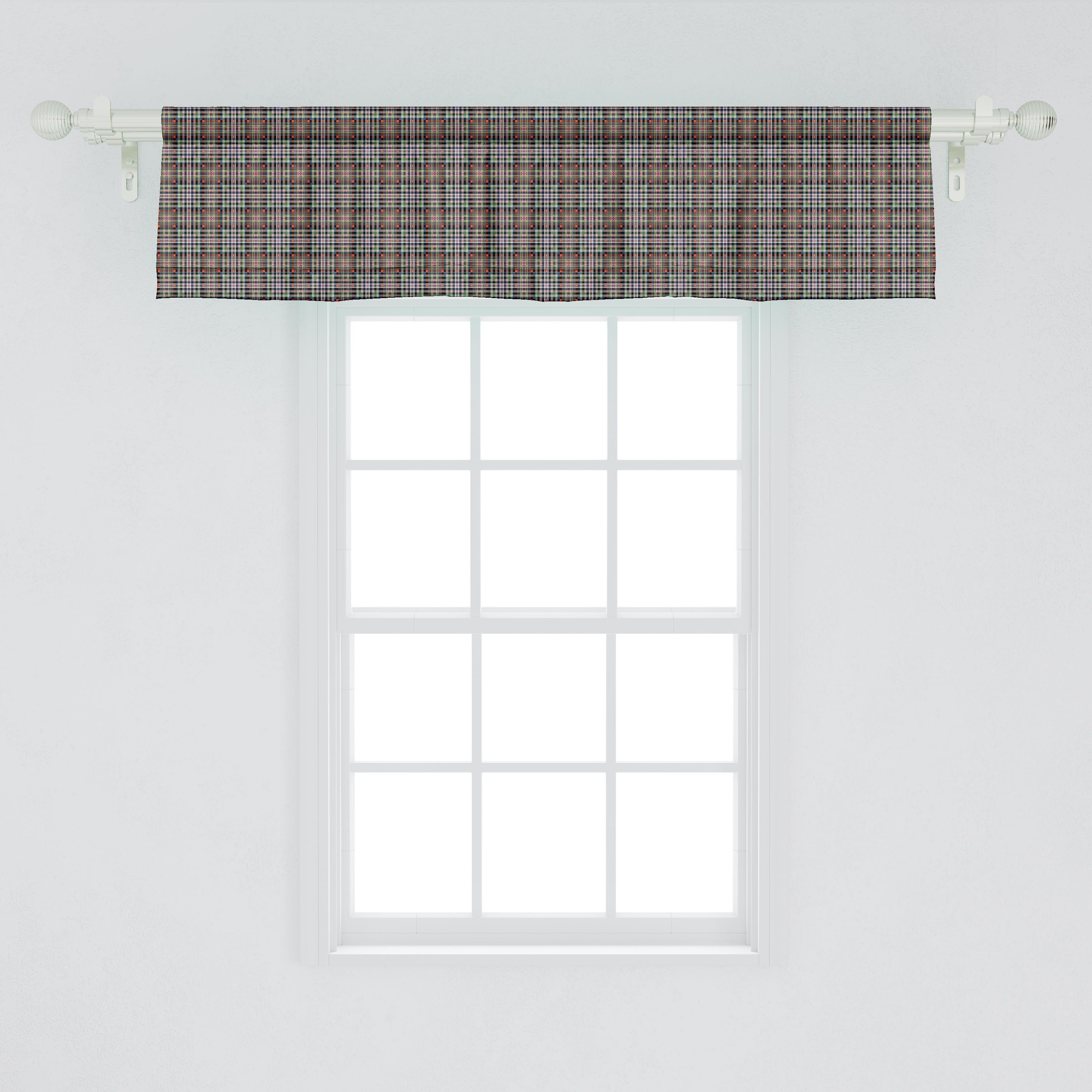 Retro-Stil Scheibengardine Vorhang Stangentasche, Microfaser, Bunte Kariert Küche Volant für Dekor mit Abakuhaus, Schlafzimmer