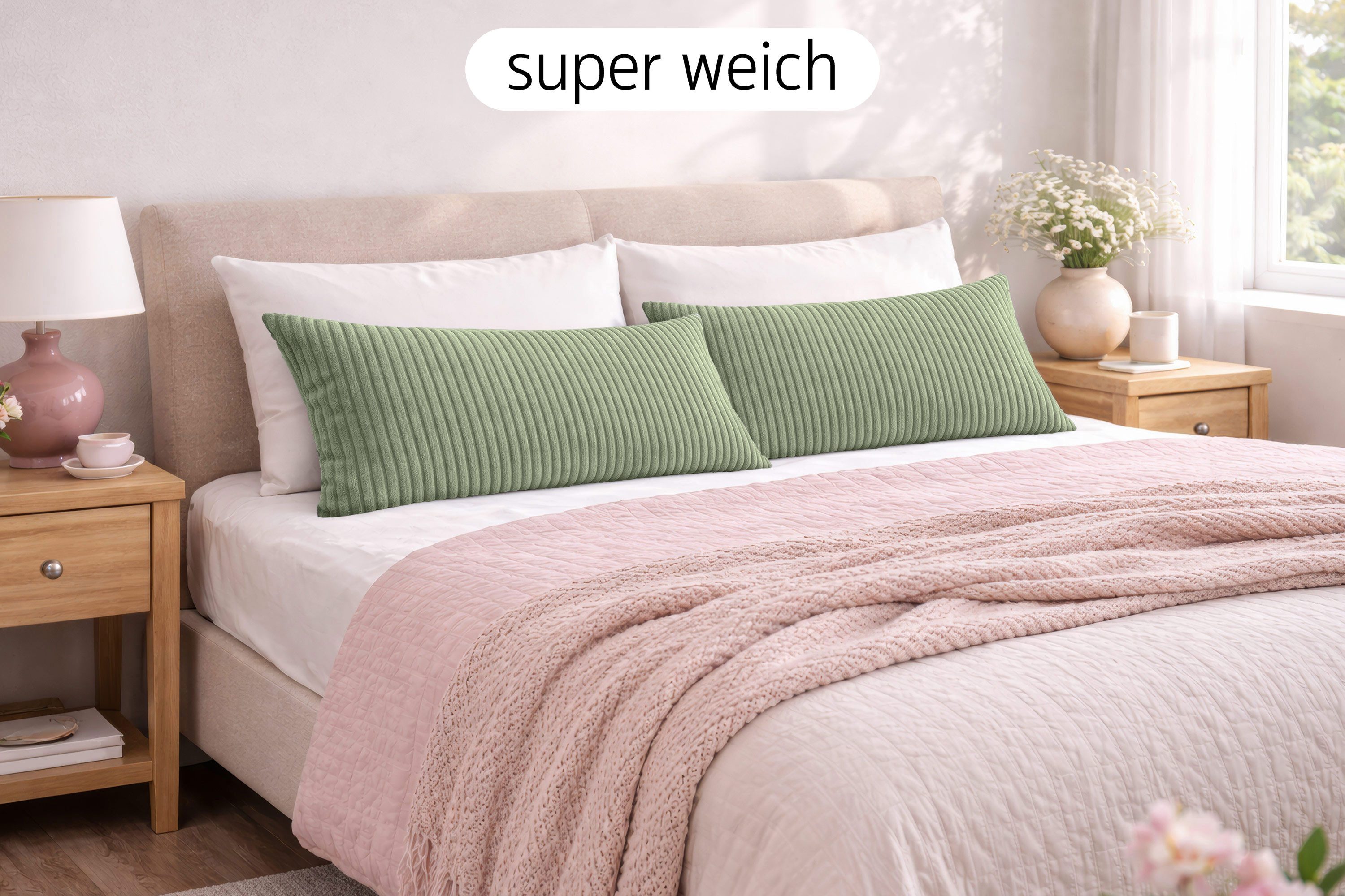 Amilian Dekokissen 40x80 cm mit Füllung - Sofakissen, Zierkissen - Couchkissen, 1 Stück - weich, formstabil, pflegeleicht und waschbar – Bild 2 von 5