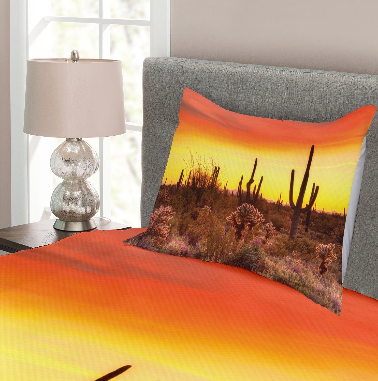 Abakuhaus, Cactus Kissenbezügen Waschbar, Saguaro Land Tagesdecke mit Set Weeds und