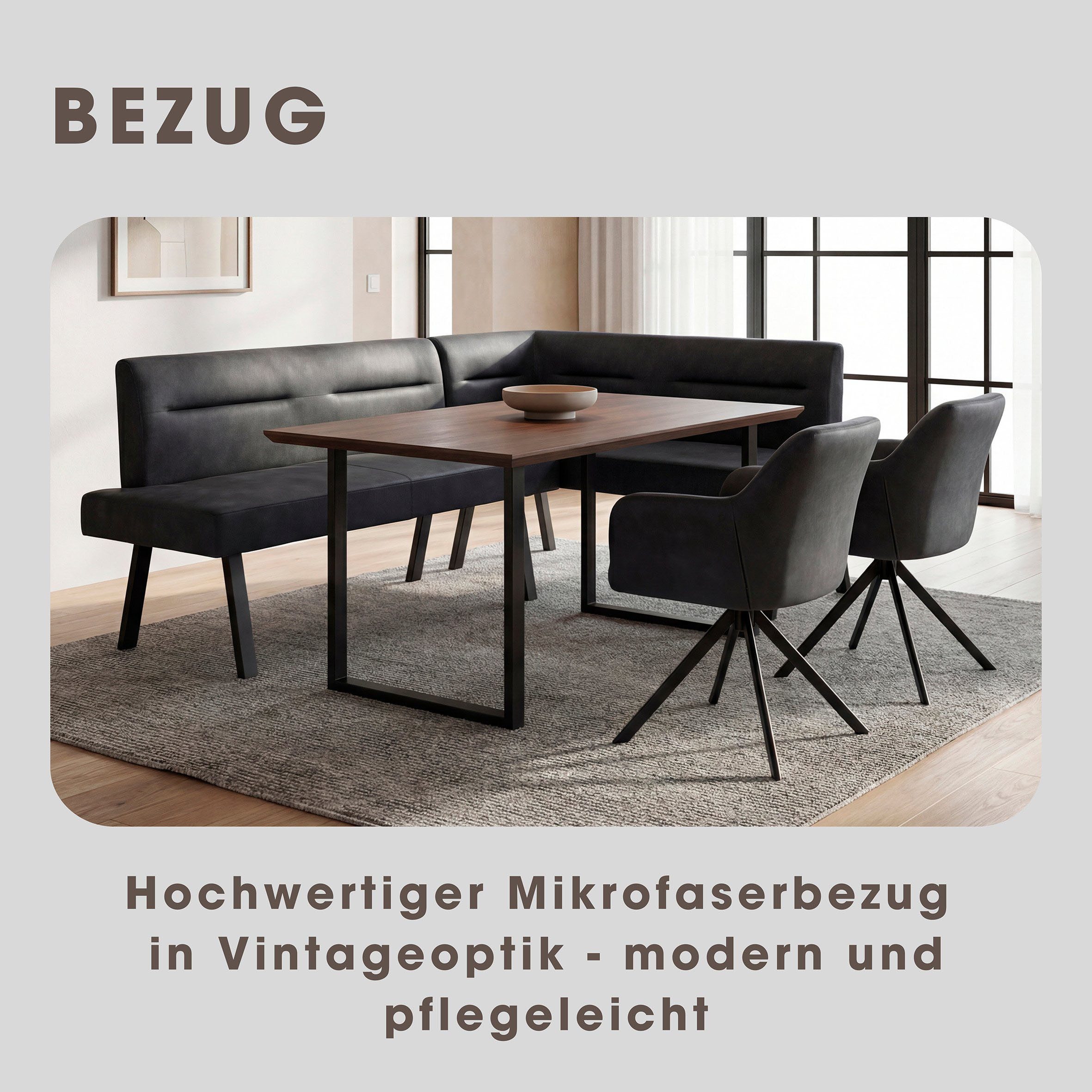 byLIVING Eckbank MONTREAL, Microfaser, bis 330 kg, Taschenfederkern, Ziernaht im Rücken