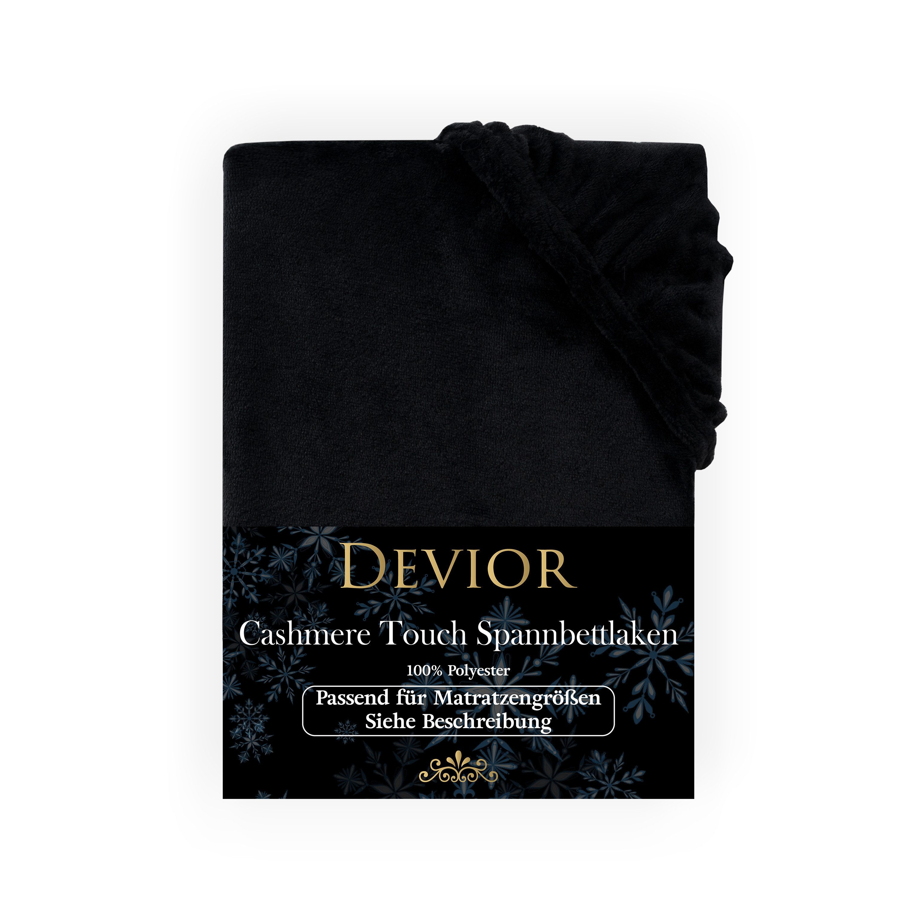 Devior Spannbettlaken aus 100% Nicki-Plüsch mit Cashmere-Touch, 190 g/m² mit Einlaufschutz, Nicki, Gummizug: Rundumgummizug, für Standardmatratzen bis 22cm - Spannbettlaken 90 x 200 cm kuschelig