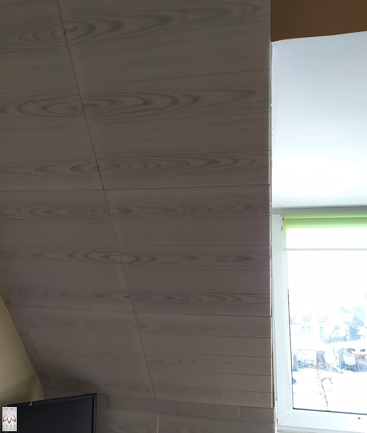 IKHEMalarka 3D Wandpaneel aus Polystyrol Styropor XPS Holzoptik, 0,25 qm, Paneelen für Decken Wand 50x50cm 3mm Stärke