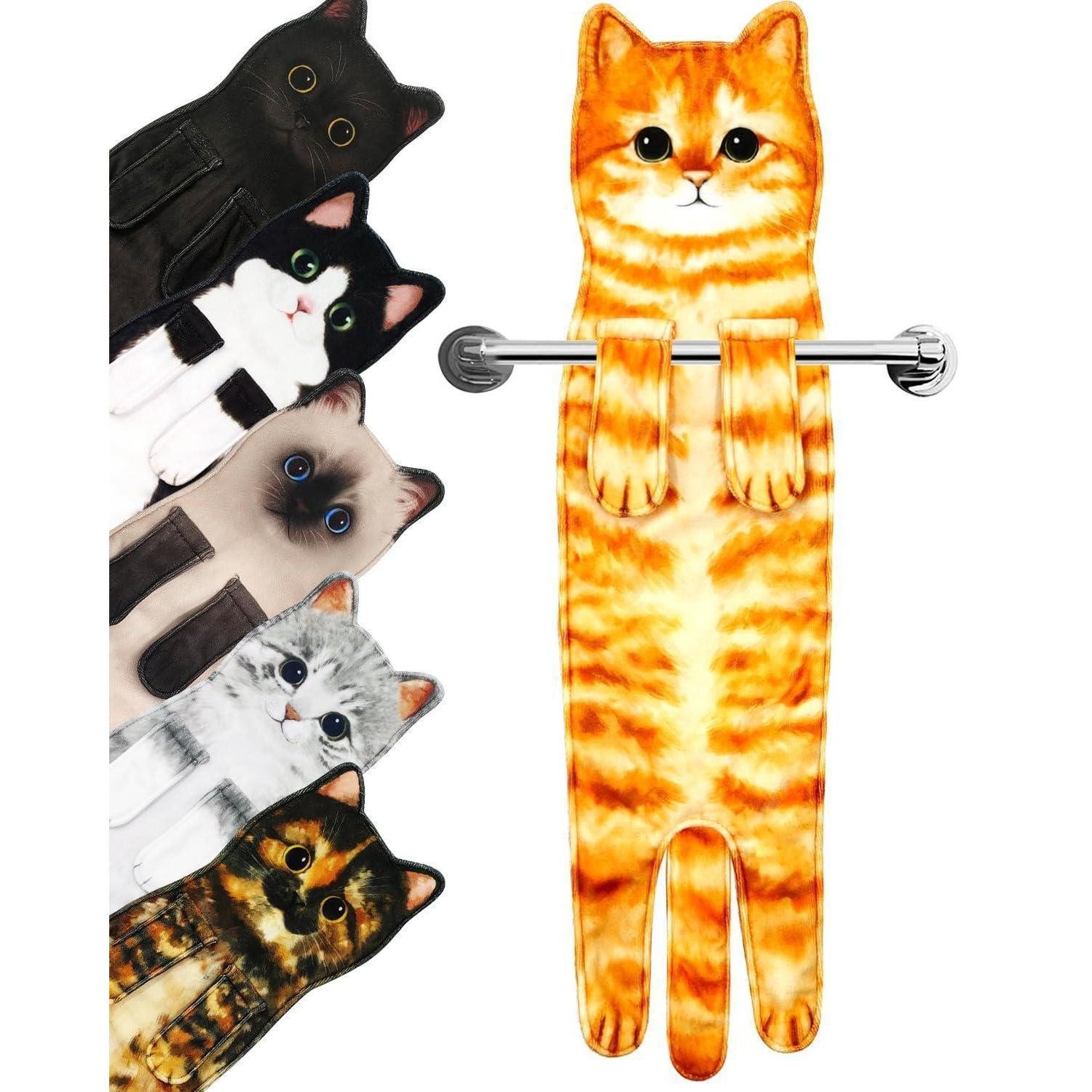 LuxusKollektion Handtuch Katzen Handtuch Orange Katze Deko, (1-St)