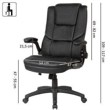 Amstyle Chefsessel SPM1.408 (Kunstleder Schwarz Bürodrehstuhl bis 120 kg), Design Drehstuhl, Schreibtischstuhl Drehbar