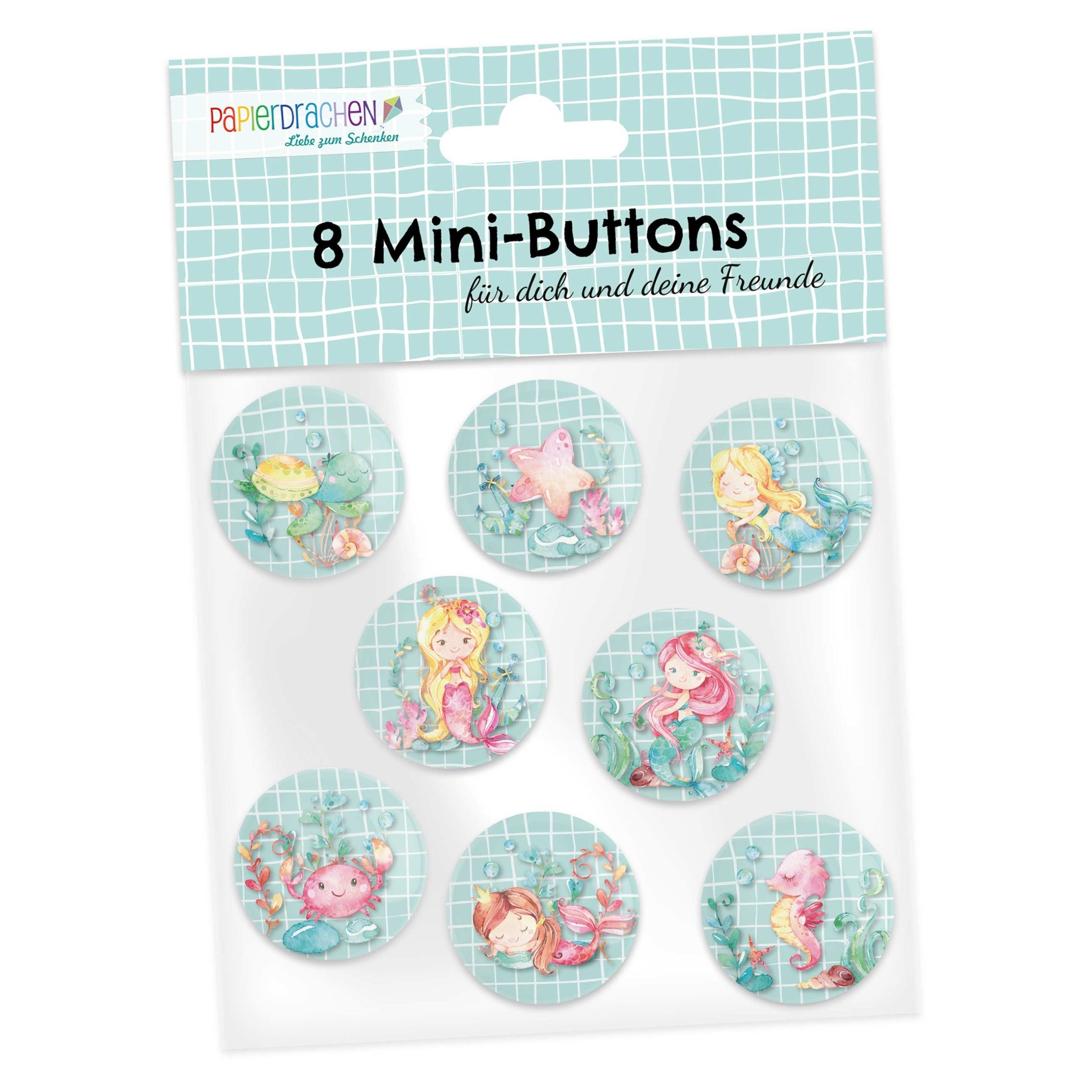 PAPIERDRACHEN Federmäppchen »8 Mini Buttons - Meerjungfrau«