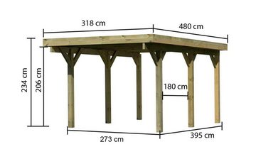 Karibu Einzelcarport Classic 1, BxT: 318x480 cm, 206 cm Einfahrtshöhe