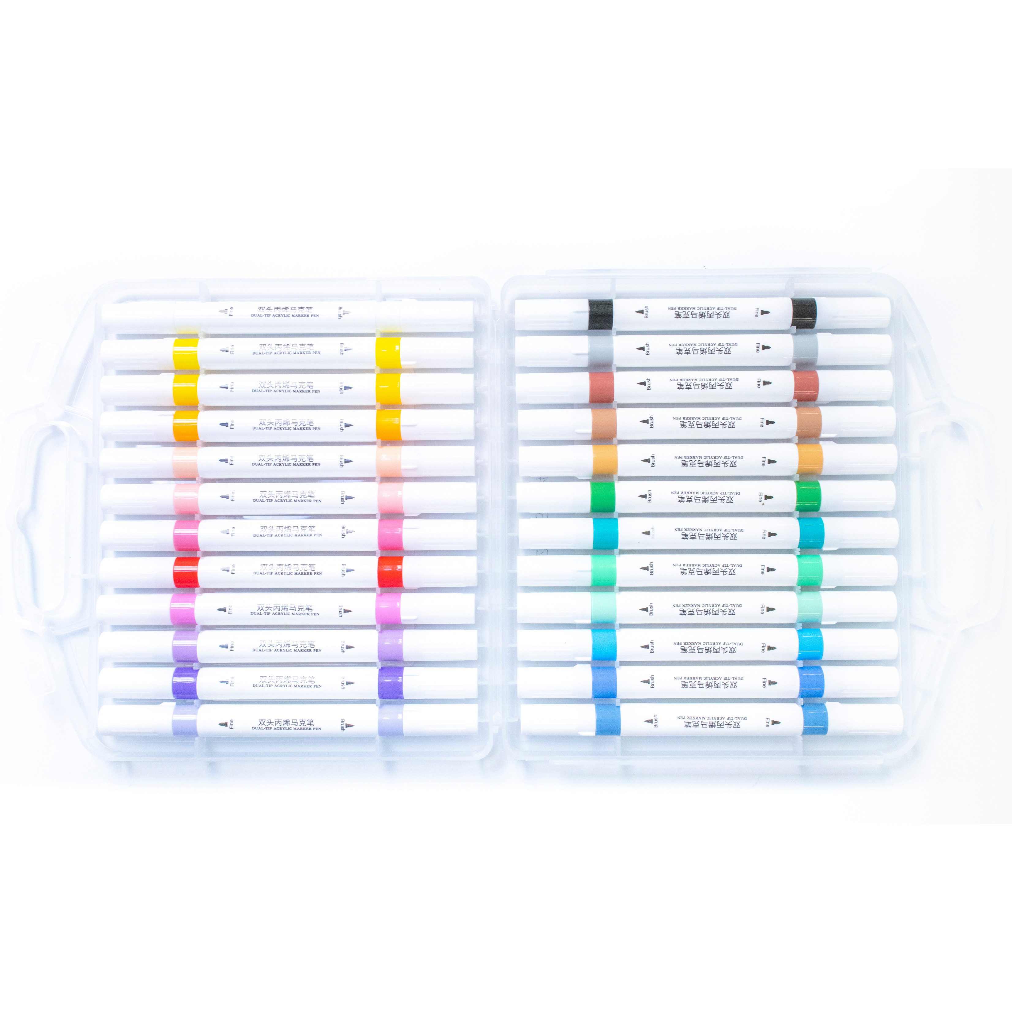 Artecho Marker Doppelspitze Acrylstifte Set– 24/48 Farben,mit Feiner & Breiter Spitze, Wasserfest, Acrylmarker für DIY, Glas, Stein, Holz & Leinwand