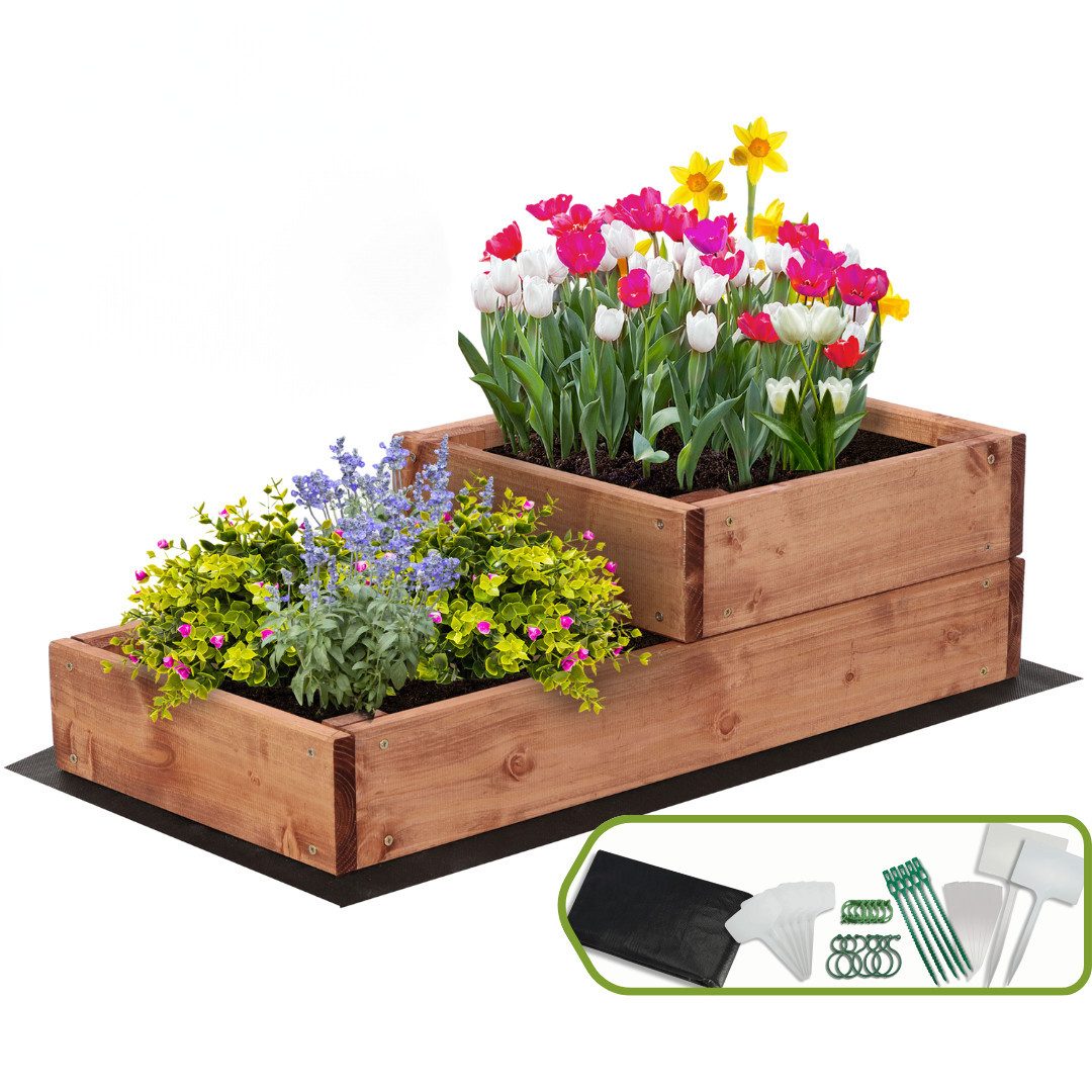 Modo24 Hochbeet ZP07 Kräuterbeet, Gartenbeet, Pflanzkasten, Blumenbeet, Gemüsegarten, für Garten und Terrasse, Kiefernholz Massivholz, Höhe 36 cm, 3 Farben