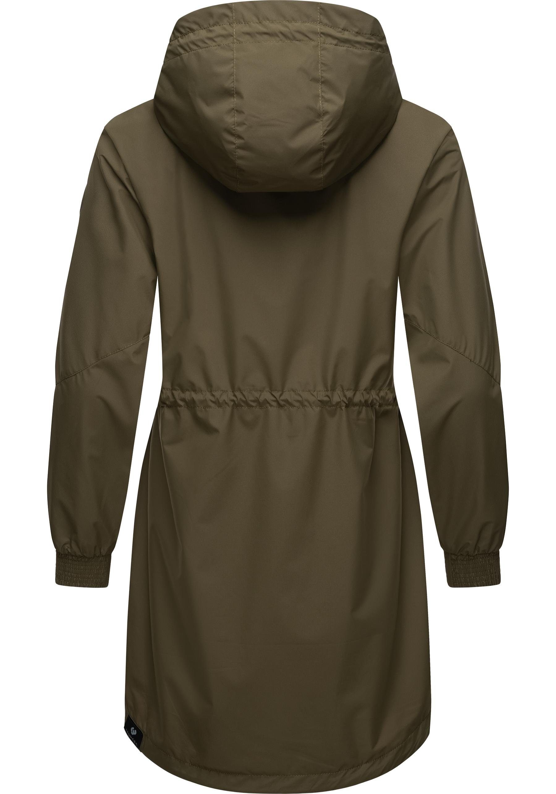 Ragwear Kurzmantel Bronja II Wasserdichter Übergangsmantel mit Mesh-Innenfutter