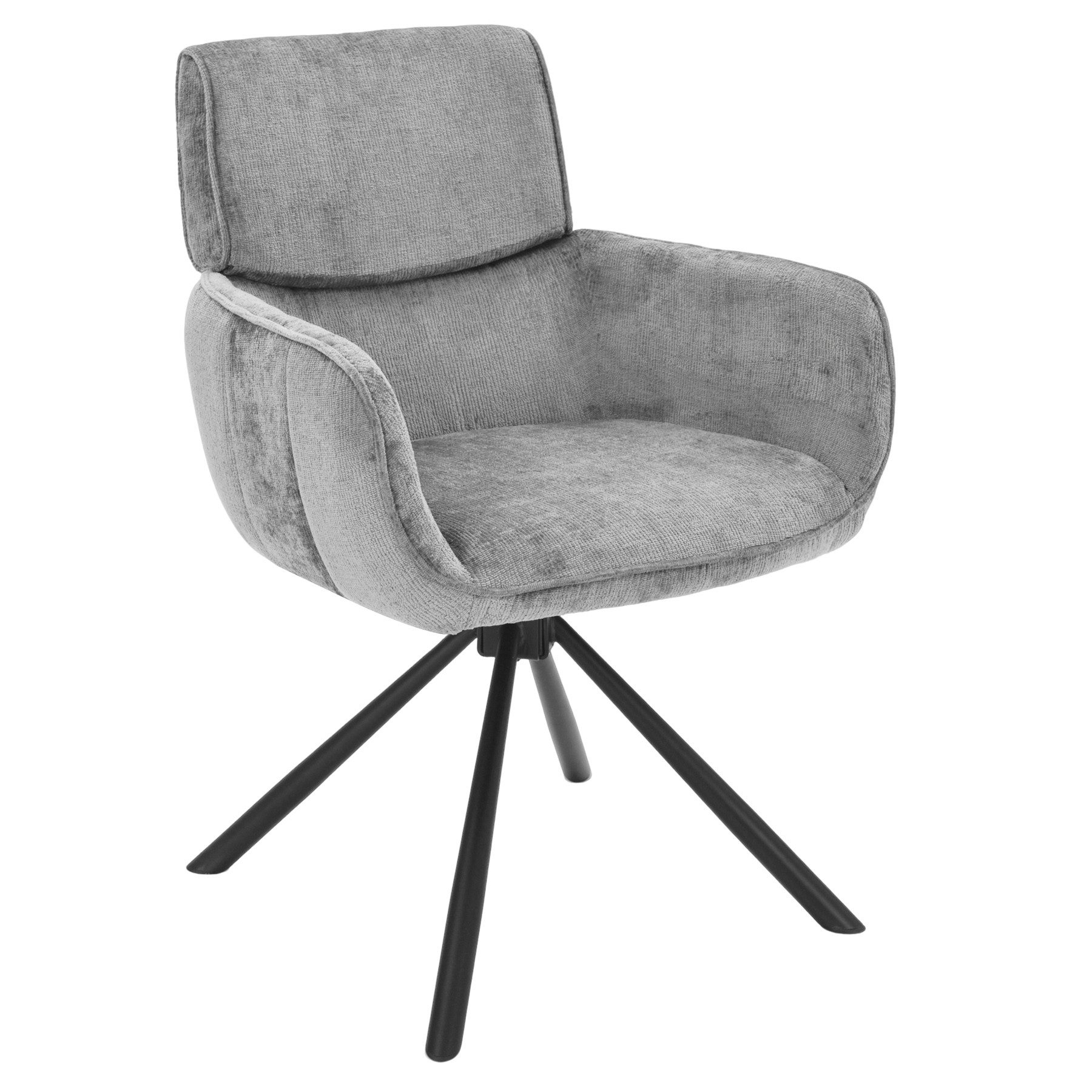 Drehstuhl UNIQUE grau / schwarz · Esszimmerstuhl aus Chenille mit Metallgestell