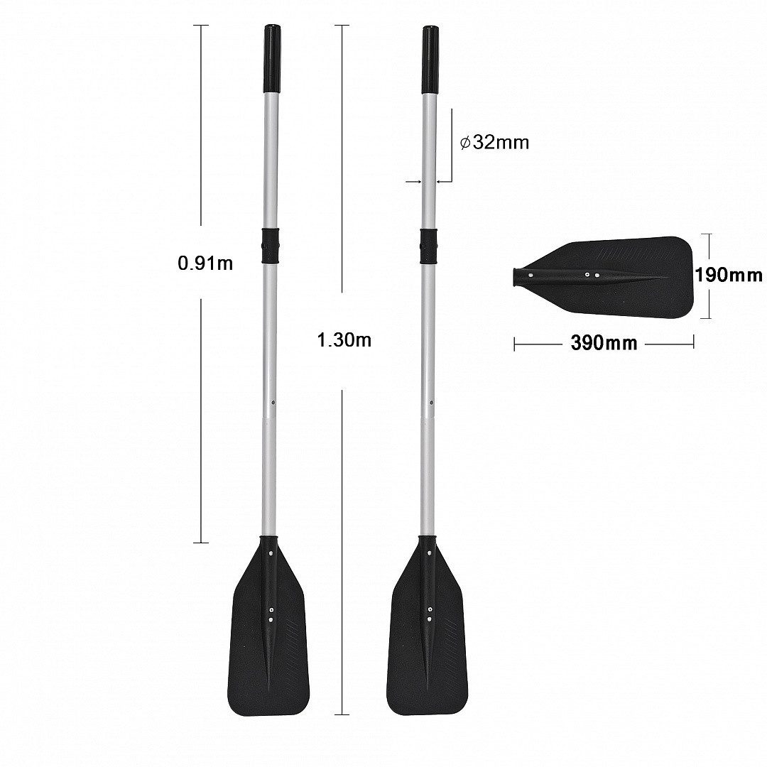 NEMAXX Alu-Stechpaddel 130/155 cm 2er-Set für 230/330/380 cm Anti-Twist Nylon Schlauchbootpaddel, (Sink-Stop-mit ergonomischem Griff-Bootspaddel für Kajak/Kanu/Ruderboot), Robustes Nylonblatt für gleichmäßigen Vortrieb und hohe Stabilität