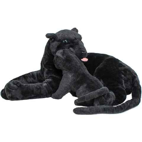 BRUBAKER Kuscheltier XXL Panther mit Baby (1-St), Teddybär Stofftier Groß Plüschtier, 100cm