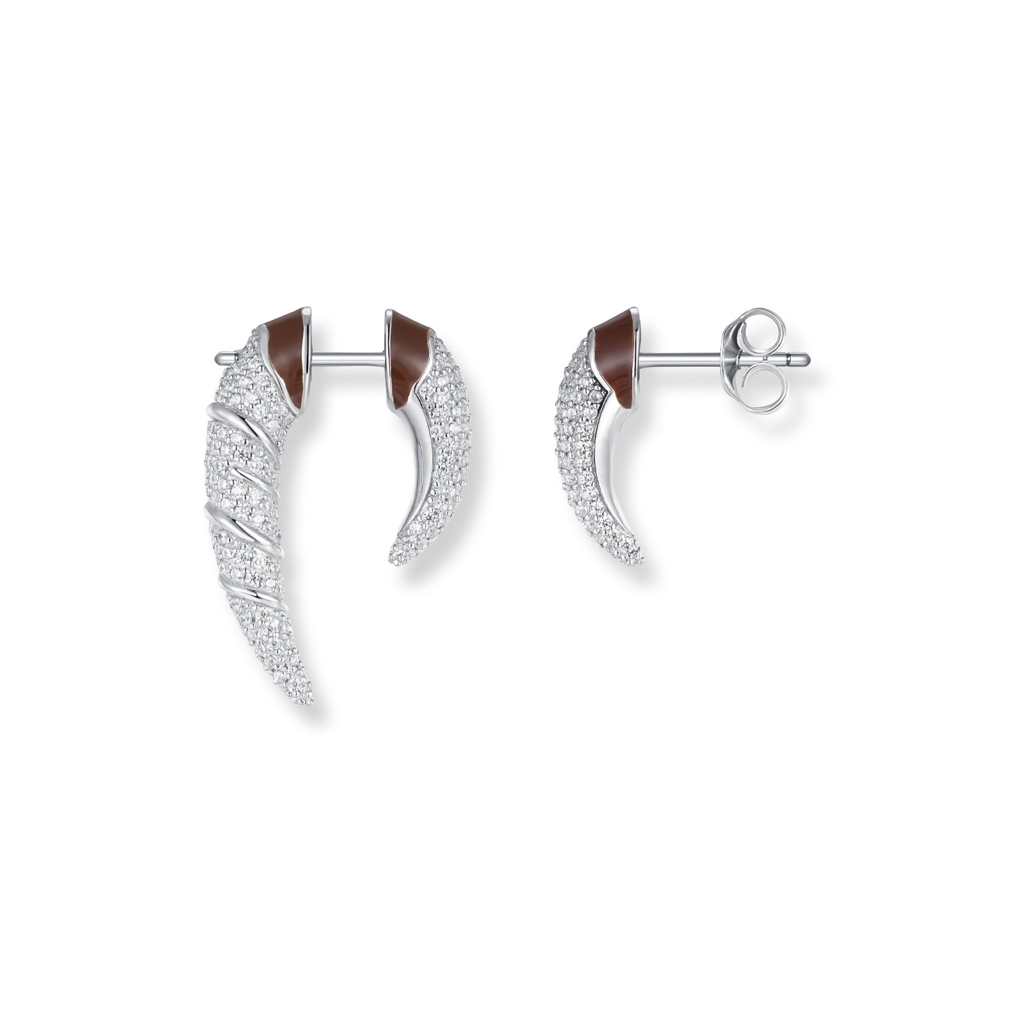 Seinerzeit FLORA & FAUNA Paar Ohrstecker Bright Elfenbein Ohrringe, Material: 925 Sterling Silber, rhodiniert mit Emaille