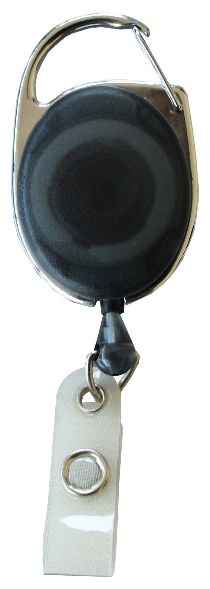 Kranholdt Schlüsselanhänger Jojo / Ausweishalter / Ausweisclip ovale Form (10-tlg), Metallumrandung, Druckknopfschlaufe Transparent Schwarz