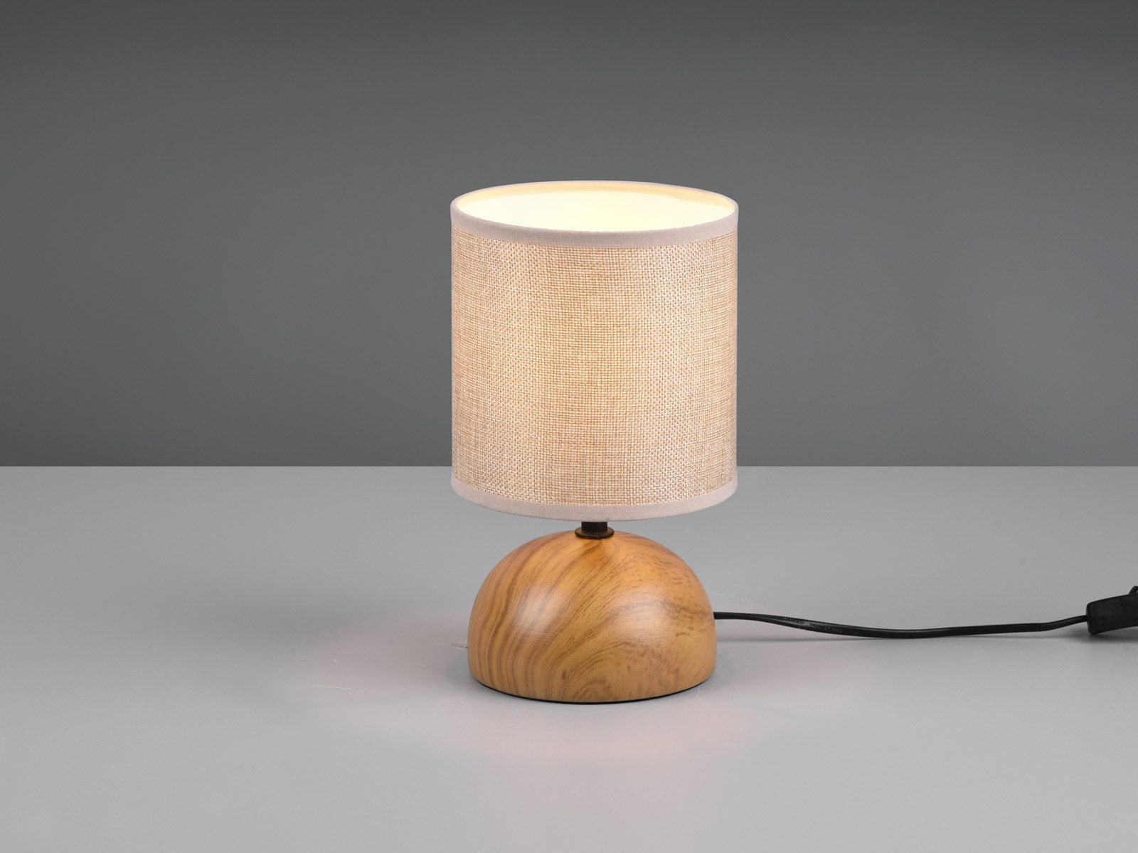 Reality Leuchten Nachttischlampe, Dimmfunktion, LED wechselbar, Warmweiß, kleine dimmbar-e Landhausstil Fensterlampe, Lampenschirm Beige H: 23cm