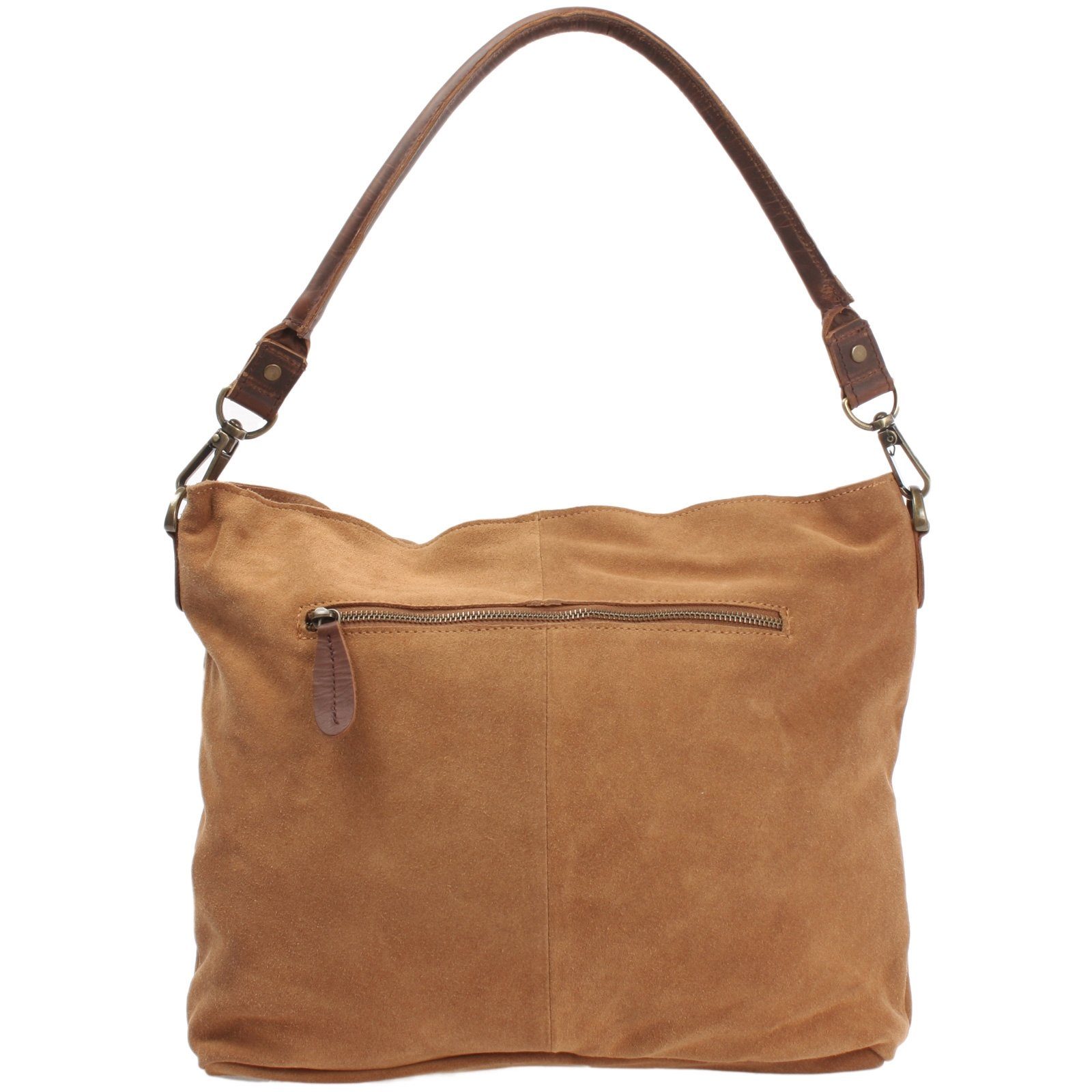 LECONI Schultertasche Handtsche Umhängetasche Damen Ledertasche Veloursleder LE0039, viele Fächer - längenverstellbarer Riemen - 41 × 32 × 10 cm