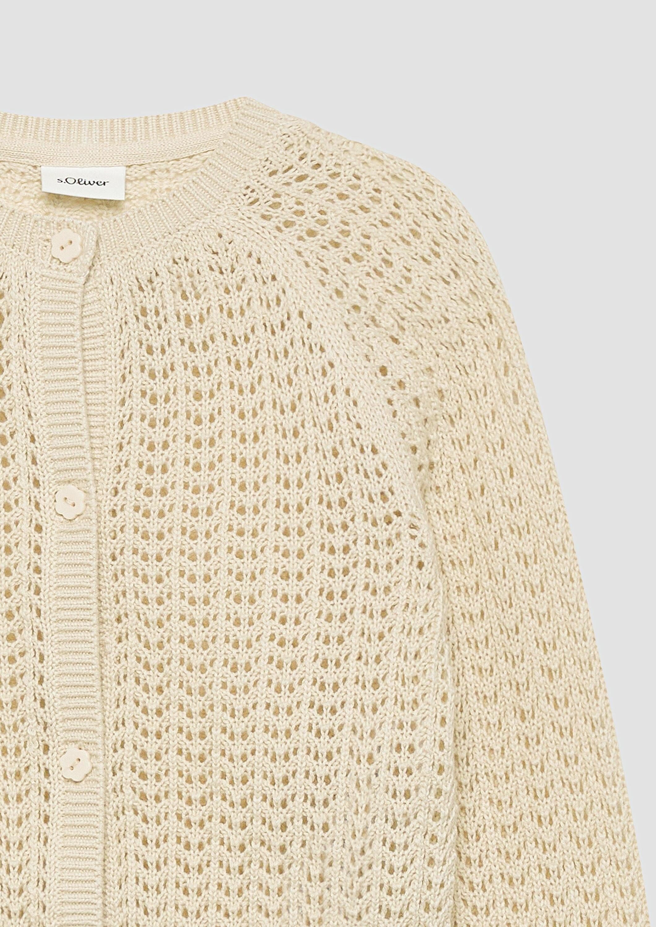 s.Oliver Cardigan Strickjacke Ajour-Strickjacke mit Schmuckknöpfen – Bild 4 von 4