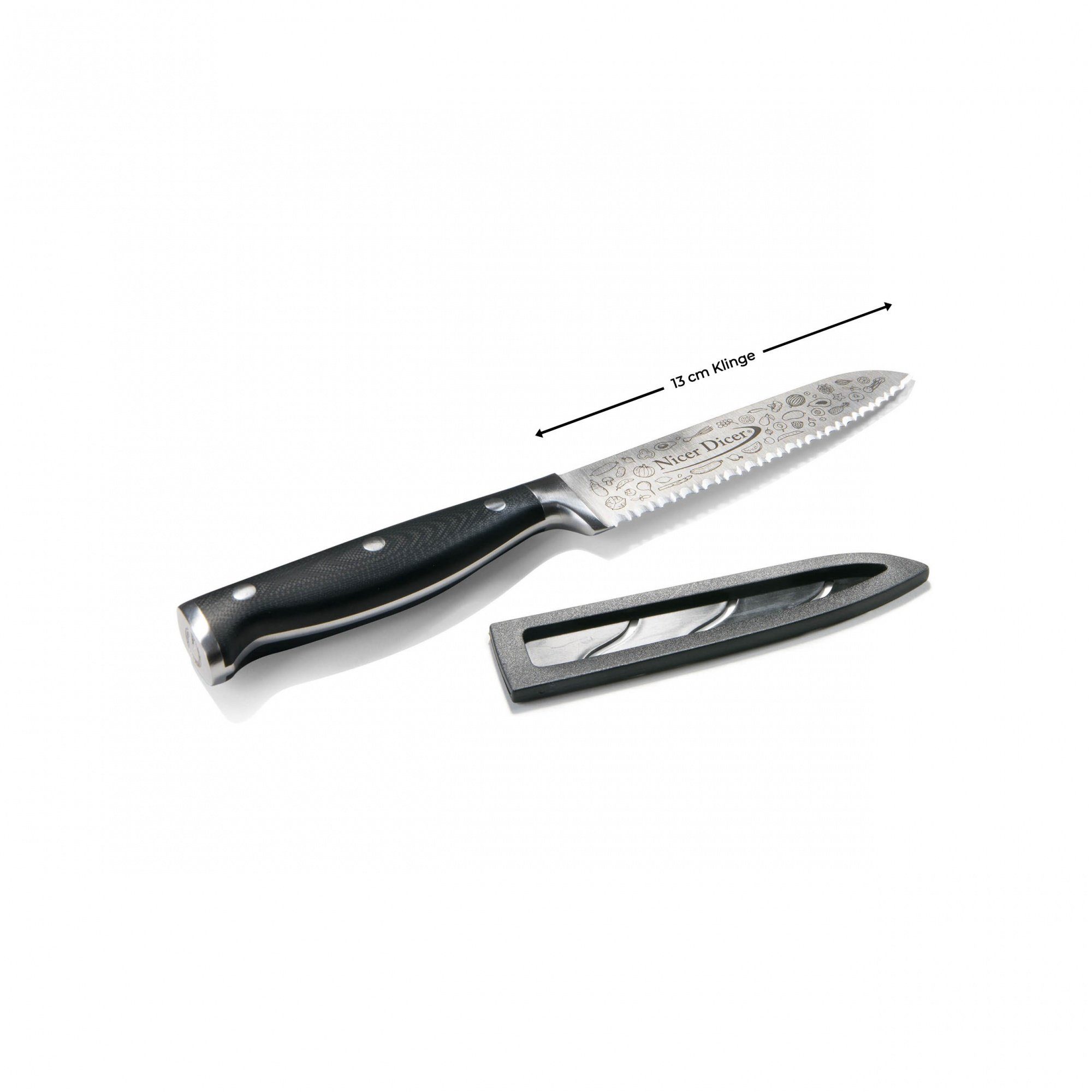 Knife, 2 Dicer cm), Nicer (13 Universalmesser x aus Genius Professional Edelstahl, Allzweckmesser Schwarz