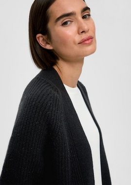 s.Oliver BLACK LABEL Cardigan mit Flachstrickbündchen am Ausschnitt vorne