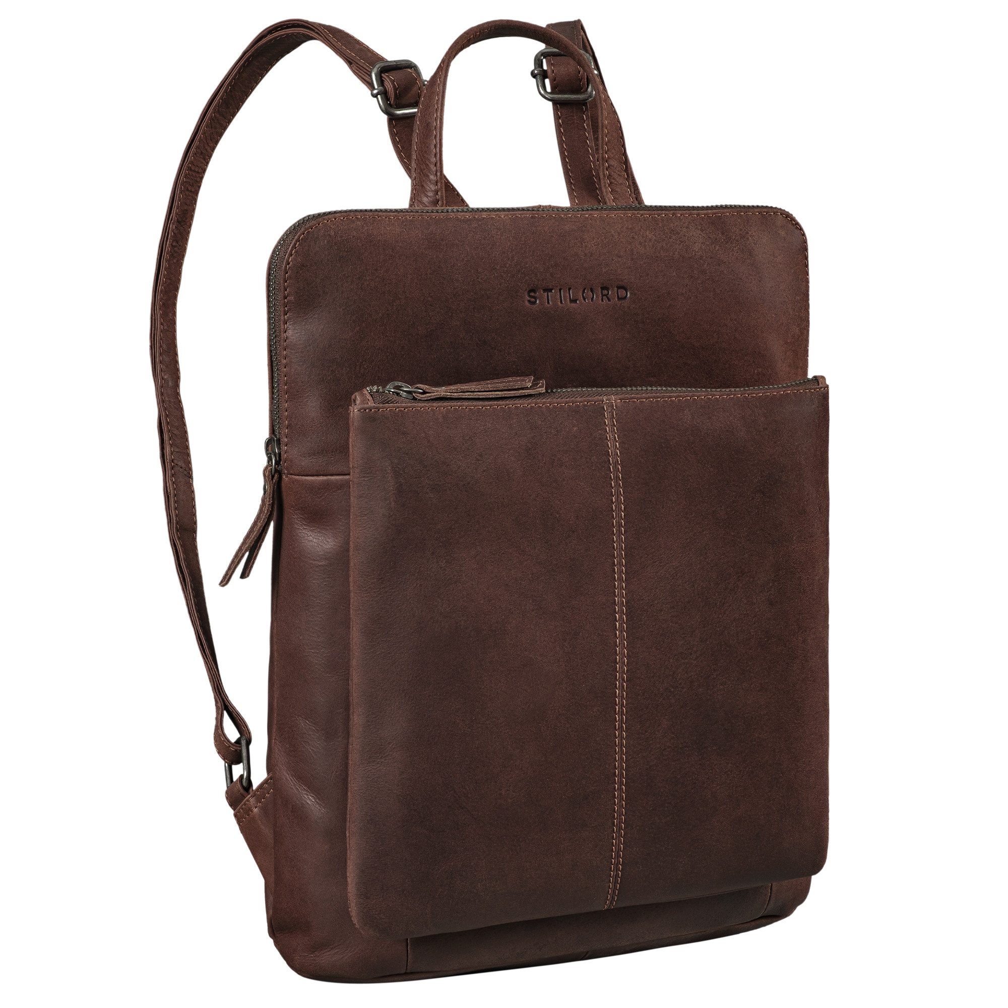 STILORD Cityrucksack "Jenny" Moderner Lederrucksack Damen Echtleder mittelgroß schlank