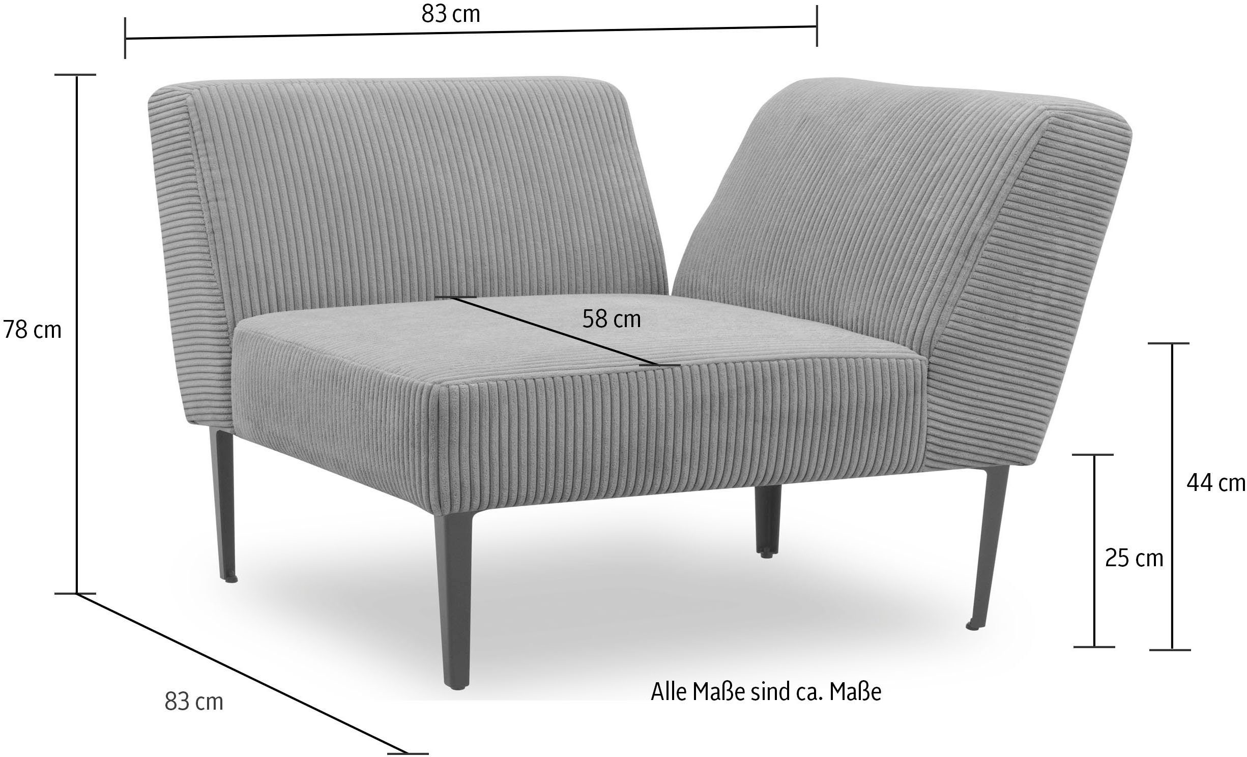 Abschluss 700010, Sofa-Eckelement hellgrau einsetzbar - Ecke DOMO oder als Modul collection