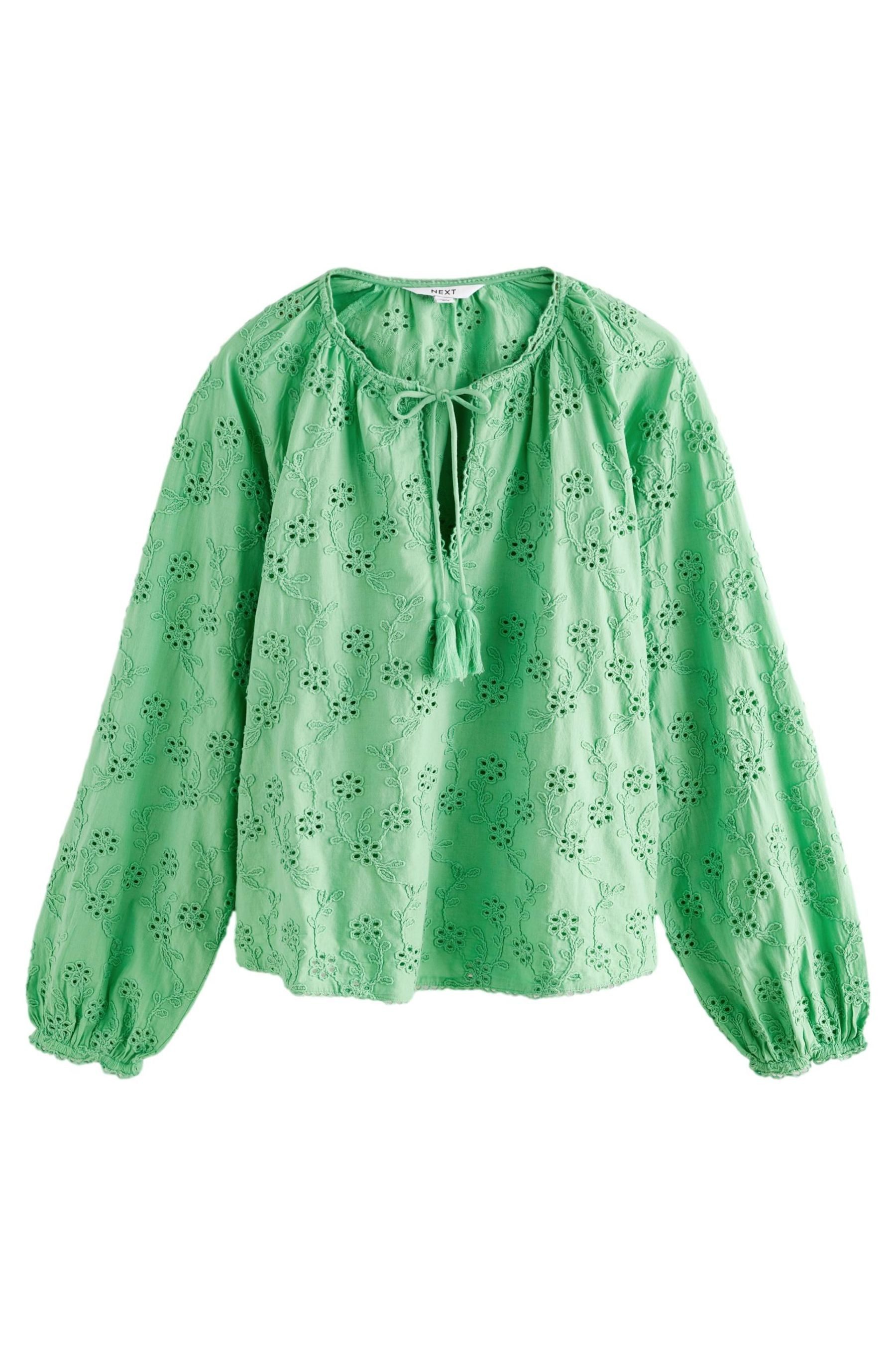 Langarmbluse Bluse mit langen Ärmeln aus 100 % Baumwolle