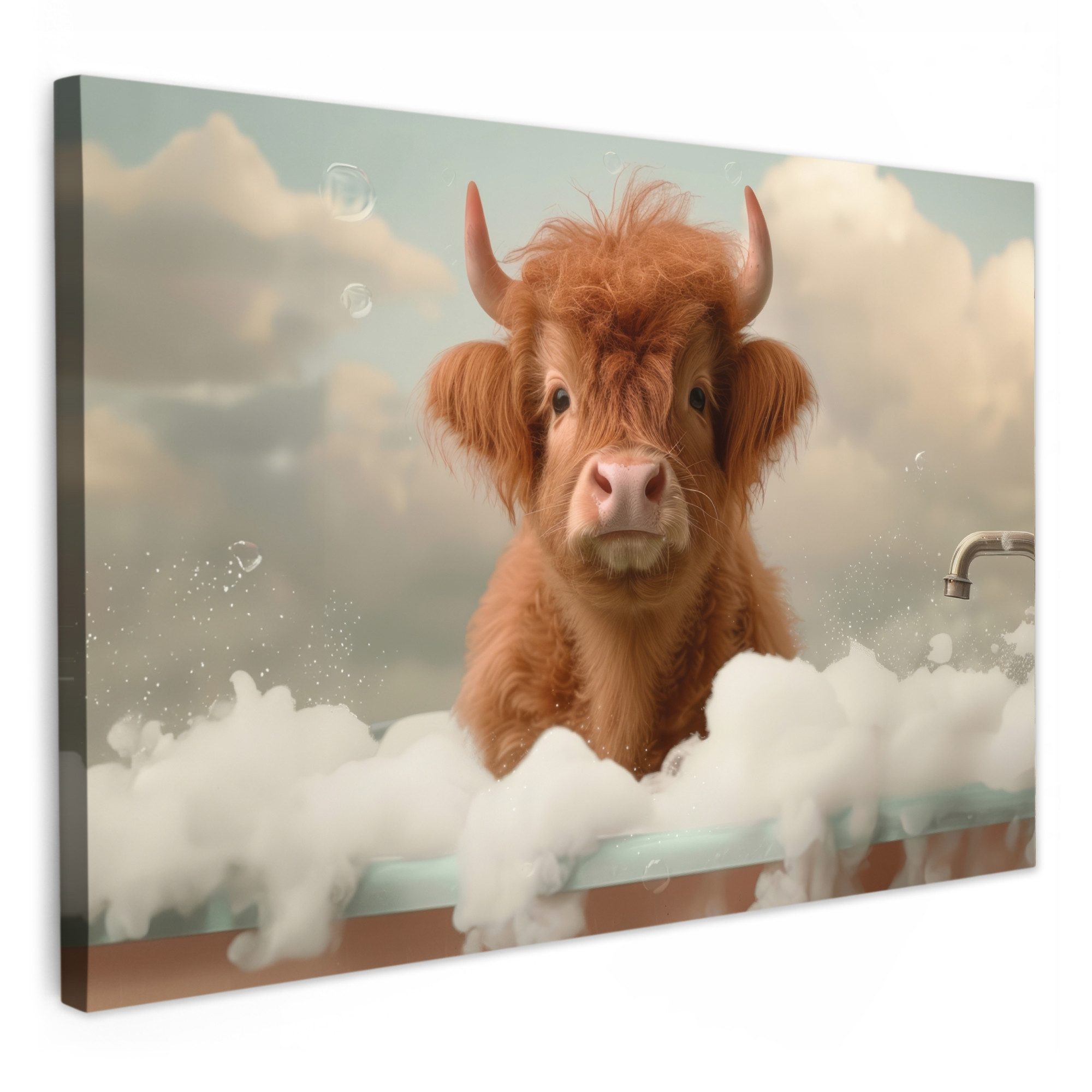 OneMillionCanvasses® Leinwandbild Schottischer Highlander - Bad günstig online kaufen