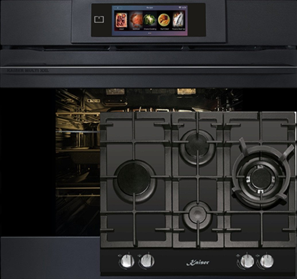 Kaiser Küchengeräte Backofen-Set Herd Set Autark Einbaubackofen XXL Multi 29, Multifunktions-Elektro-Backofen mit Pyrolyse und Dampfreinigung, 60 cm+Gas-Kochfeld 60 cm EH 6347+KCG 6394, mit 1-fach-Teleskopauszug