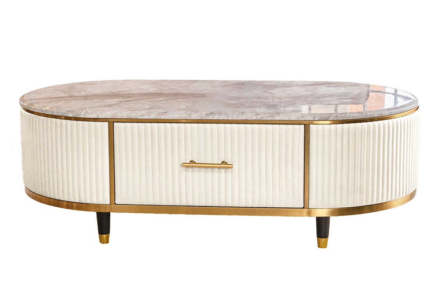 KAWOLA Couchtisch MARIA, Marmorplatte Kunstleder verschiedene Farben günstig online kaufen