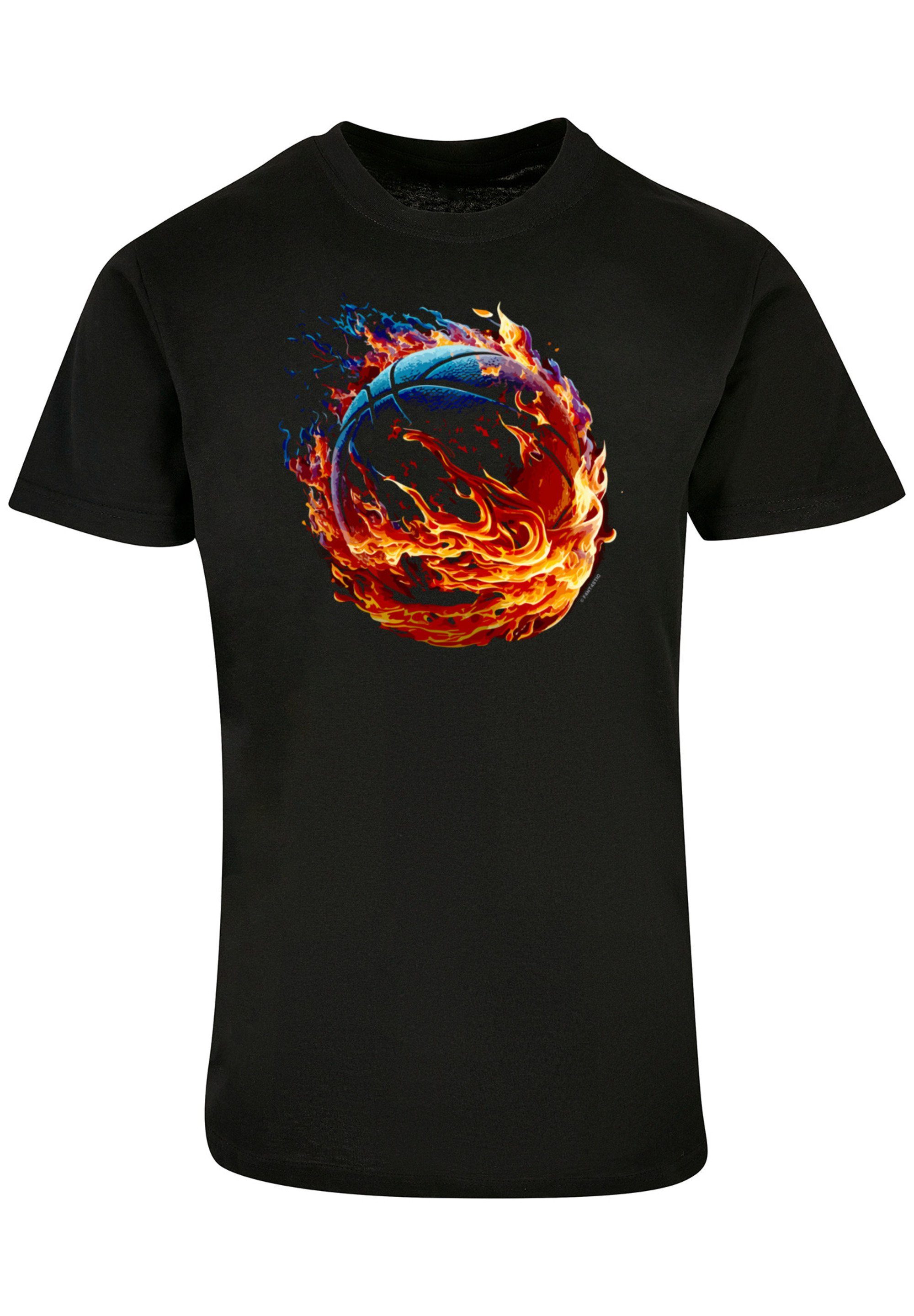 F4NT4STIC T-Shirt Basketball Print Fire UNISEX On schwarz Sport