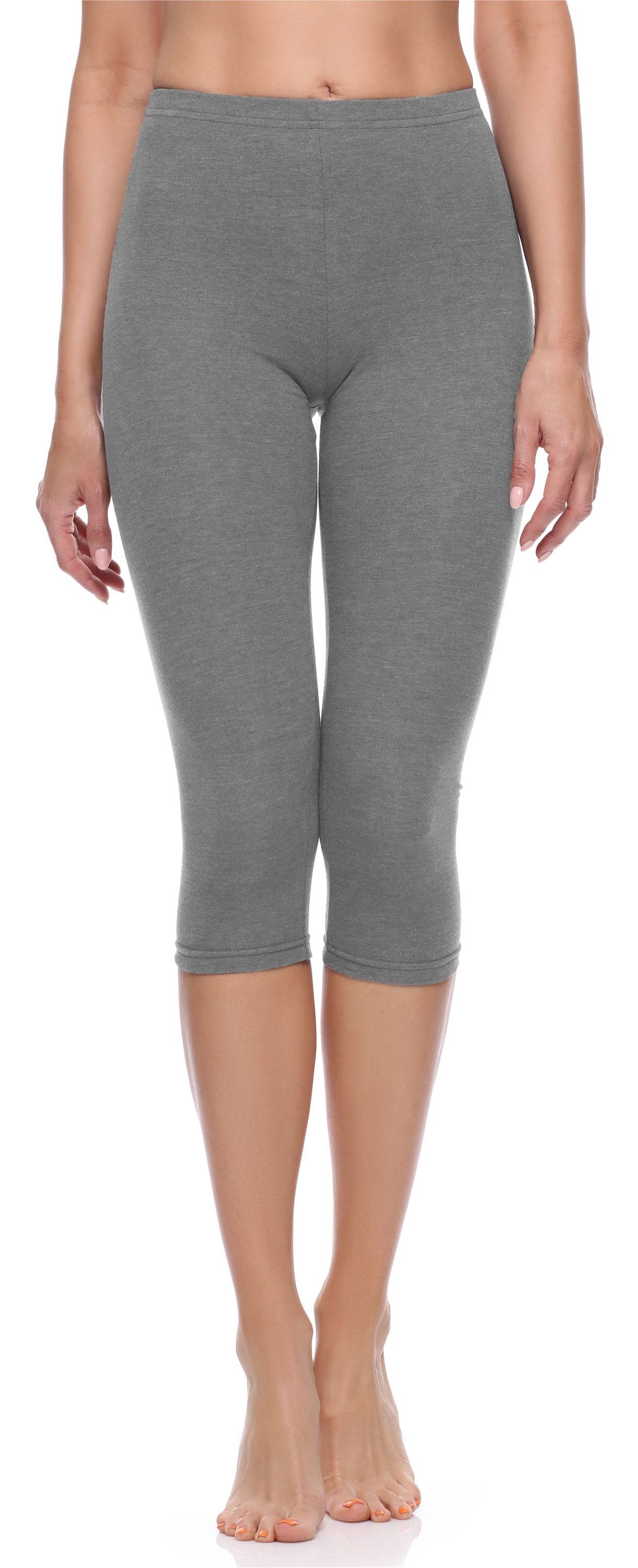 Bund Baumwolle Style Damen 3/4 elastischer Melange Leggings Merry Mittel Capri aus (1-tlg) Leggings MS10-199