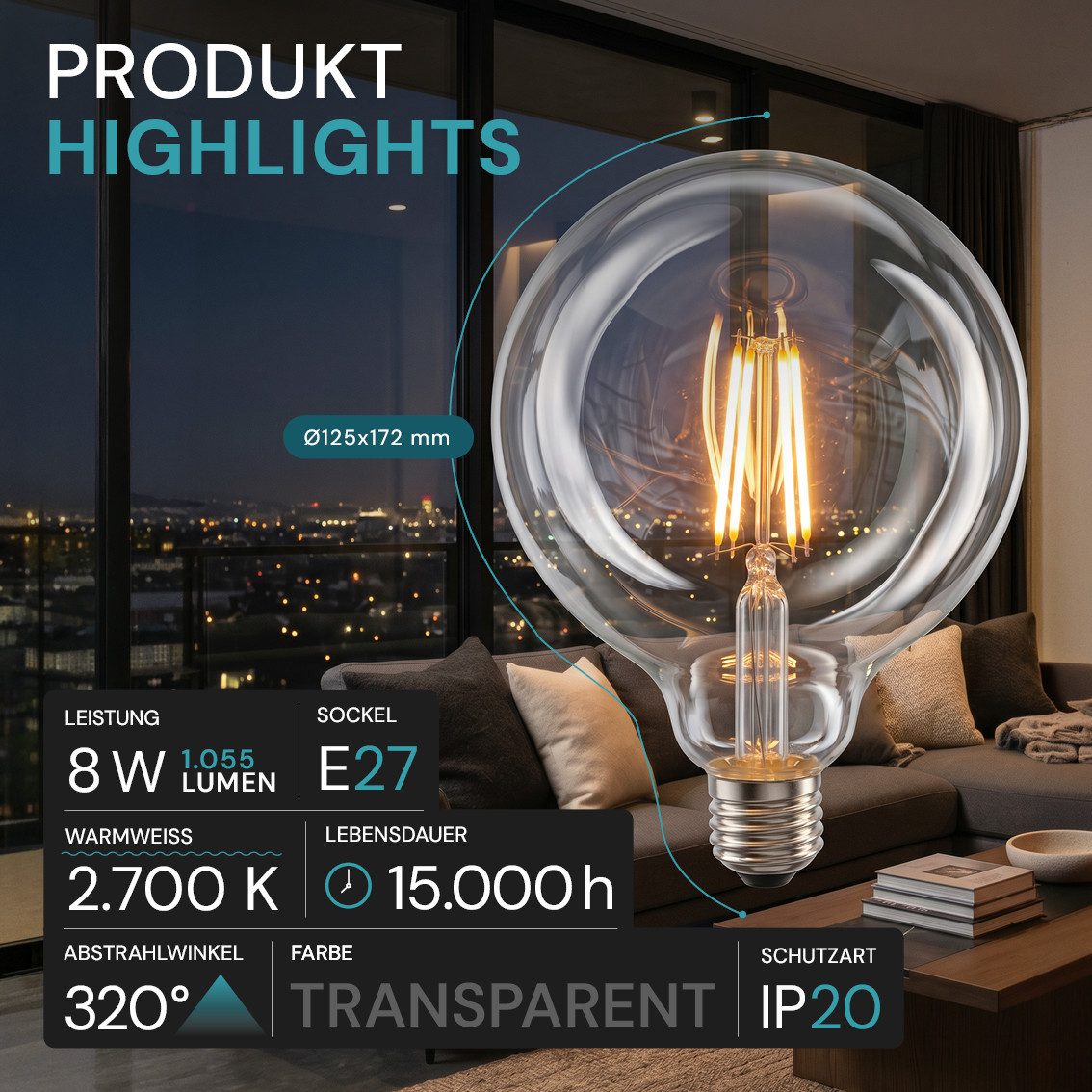 LUXULA LED-Leuchtmittel LUXULA LED-Leuchtmittel E27 8 W 2700 K Warmweiß, E27, Warmweiß