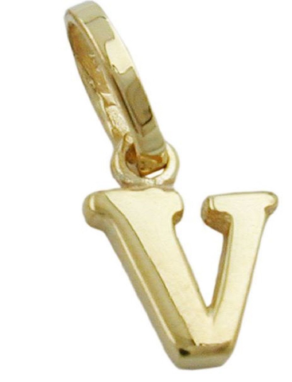 Buchstabenanhänger Anhänger Buchstabe V aus 375 Gold 8 x 6 mm