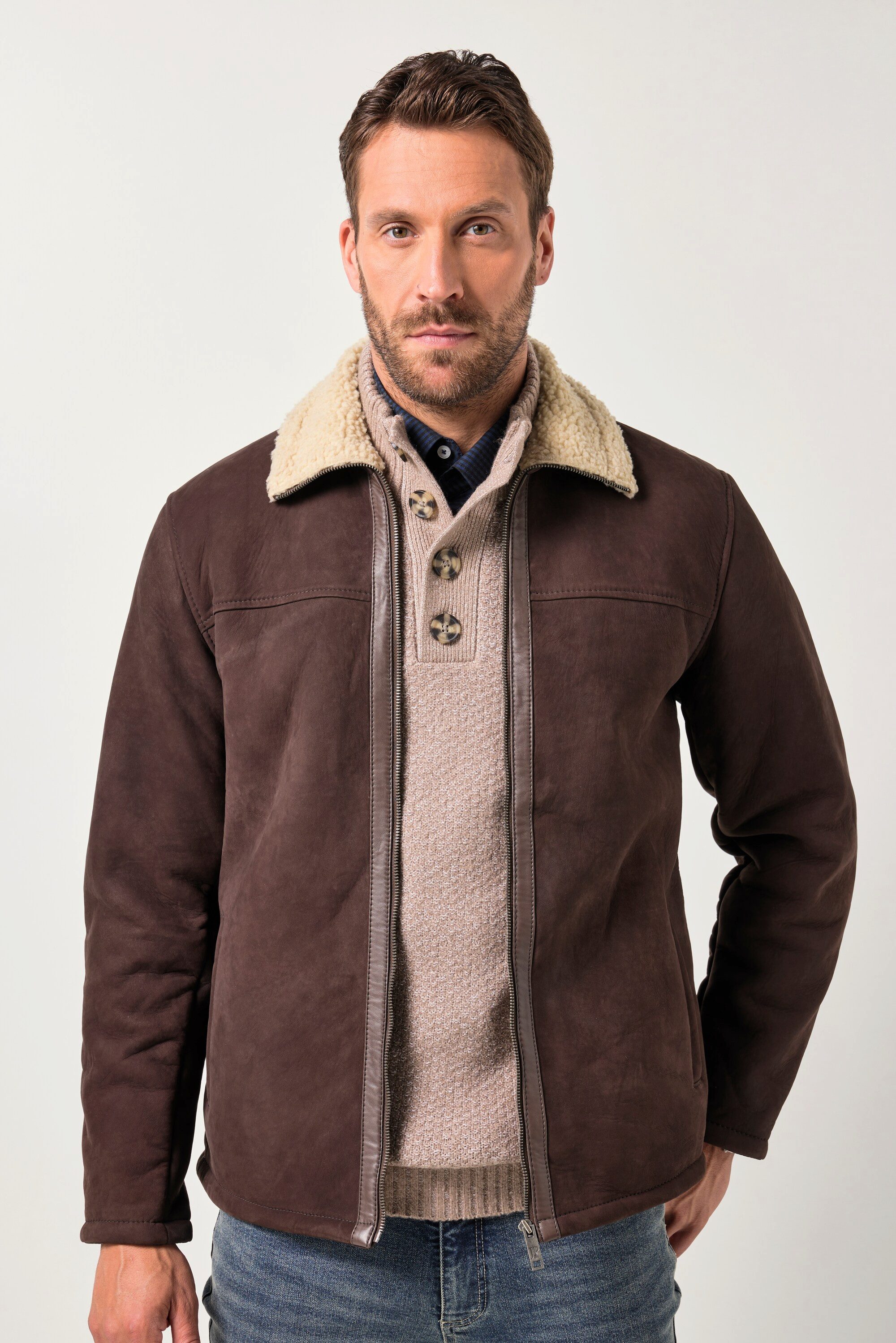 Lederjacke Lederjacke mit Teddyfutter Lammnubuk