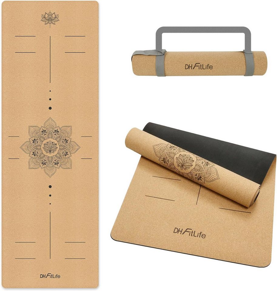 DH FitLife Yogamatte 5 mm, rutschfeste Fitnessmatte mit Tragegurt, Gymnastikmatte für Yoga & Pilates