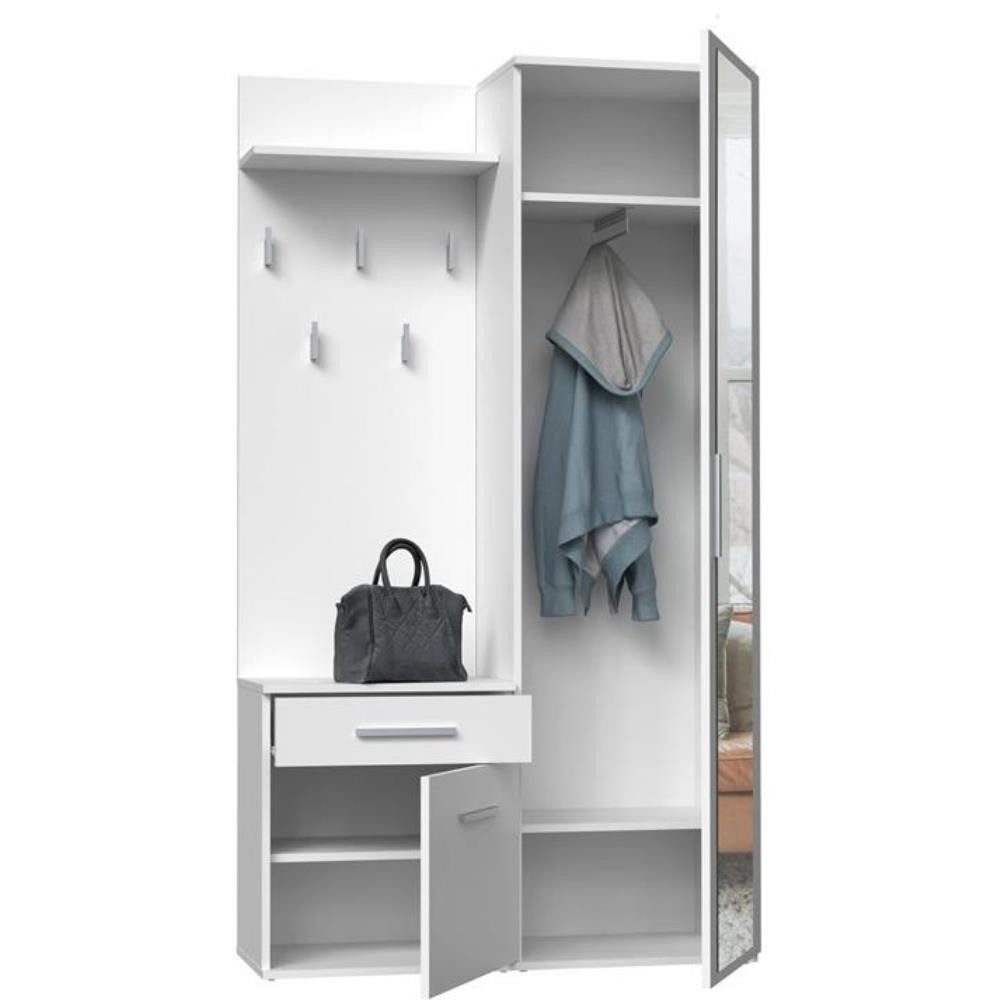 Beautysofa Kompaktgarderobe Fiora (Garderobenschrank + Paneel + Schuhschran günstig online kaufen