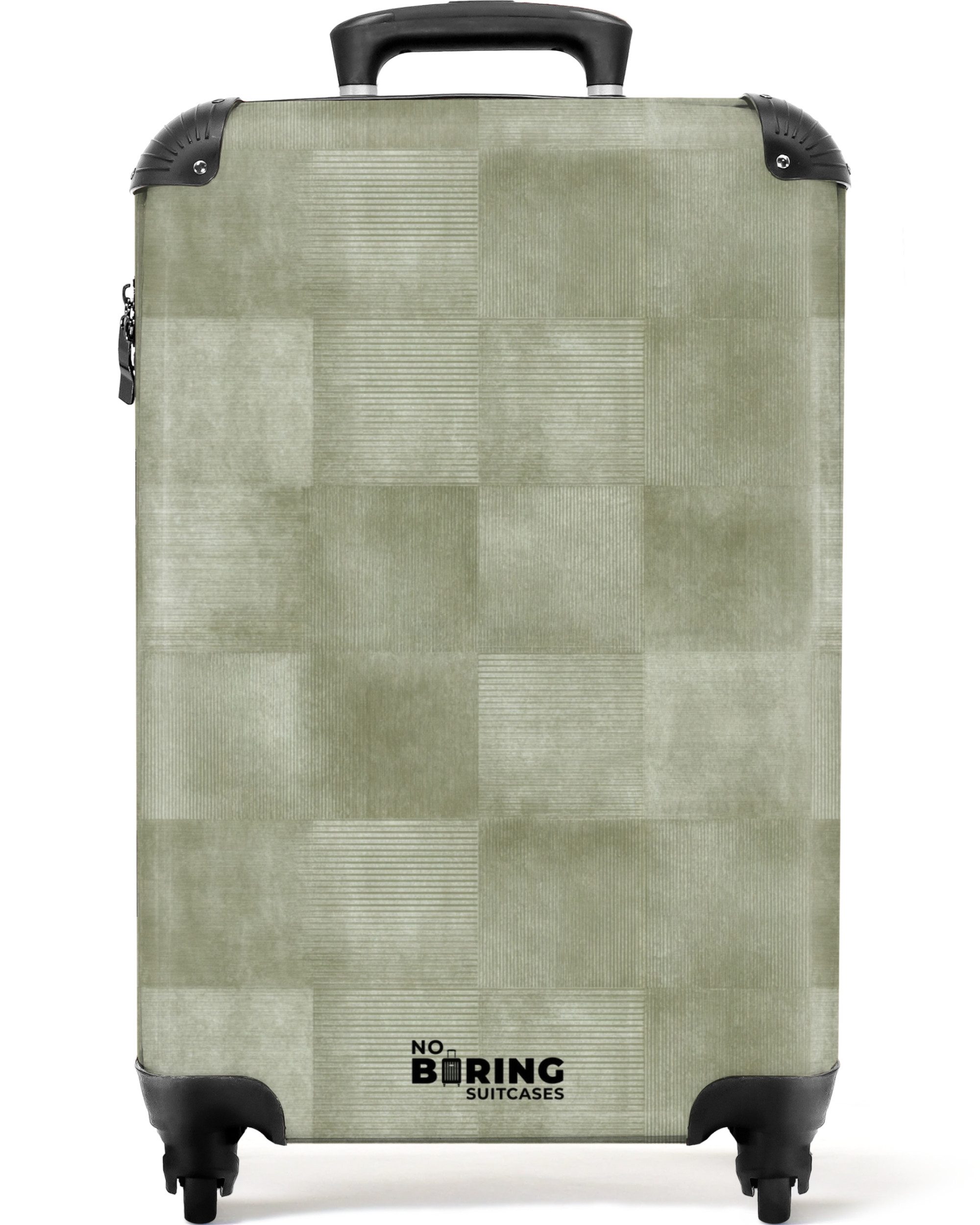 NoBoringSuitcases.com© Hartschalen-Trolley Wohnungen - Rustikal - Grün 55x35x20cm, Kinder Koffer Klein, Trolley Handgepäck, Reisekoffer