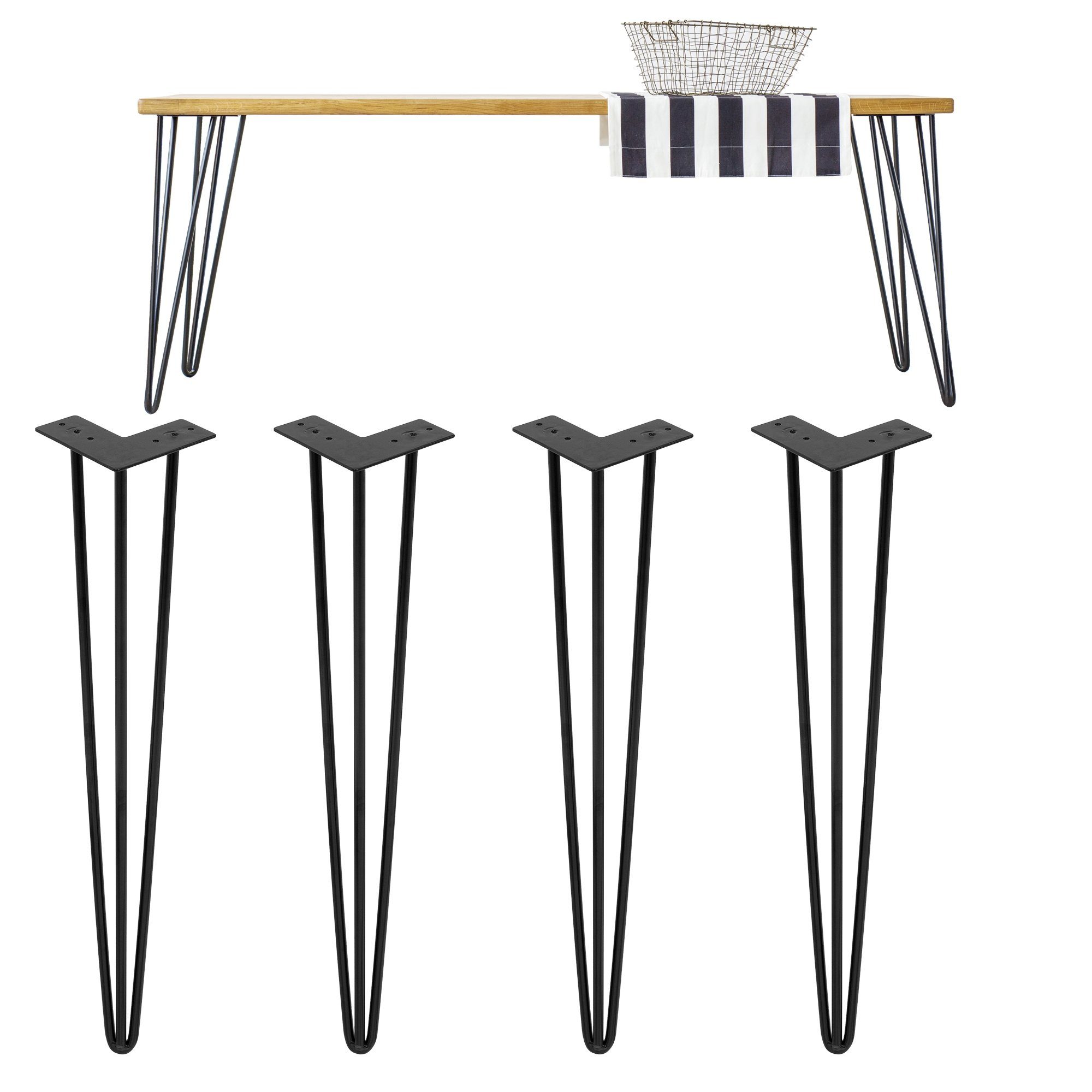 ECD Germany Tischbein »4er Set Tischbeine, mit 3 Streben, 70 cm, schwarz«  online kaufen | OTTO