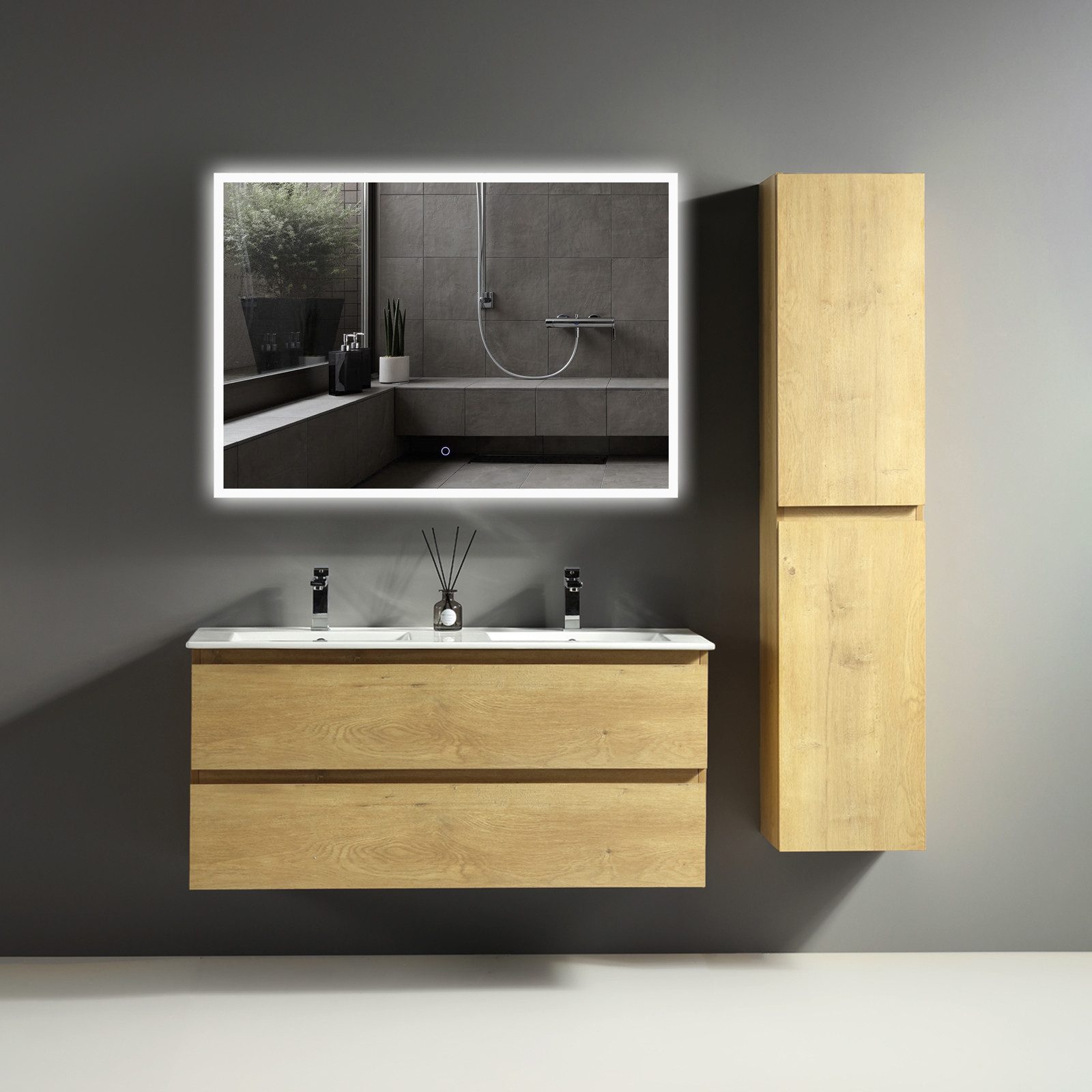 Alpenberger Badezimmer-Set Badezimmer Möbel Badschrank, (Led günstig online kaufen