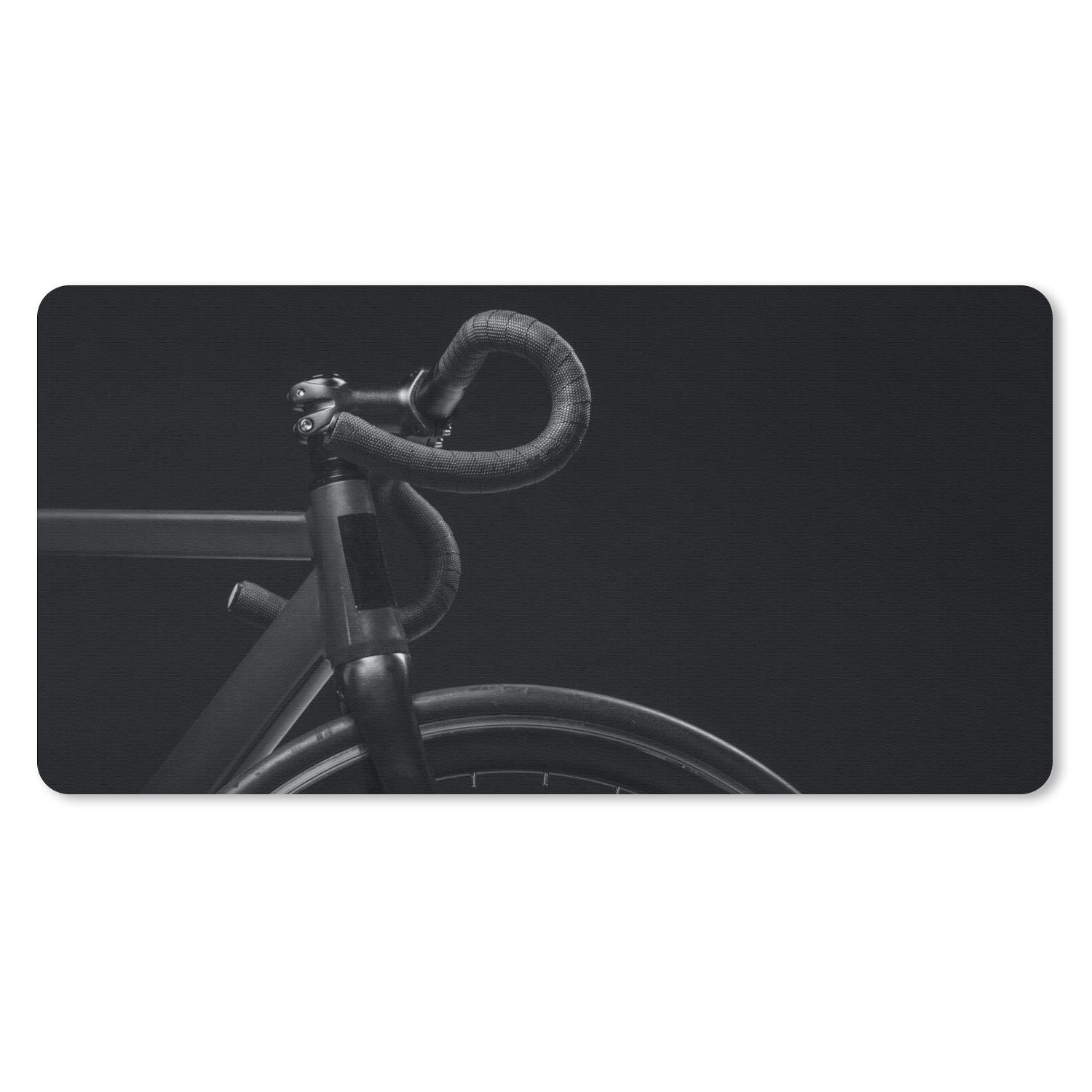 MuchoWow Mauspad Fahrrad - Lenker - Schwarz - Weiß (1-St), Mousepad mit Rutschfester Unterseite, Mausunterlage, Gaming, 60x30 cm