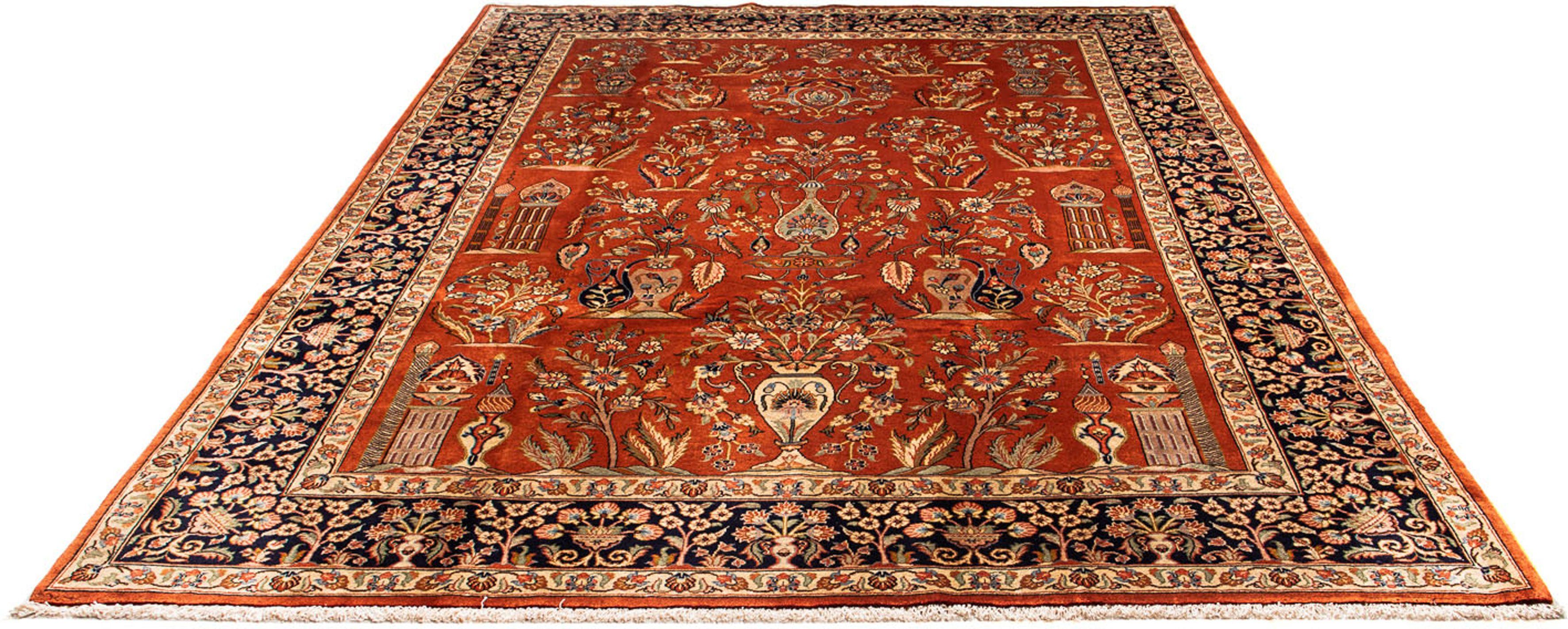 Orientteppich Perser - Keshan - 276 x 215 cm - rost, morgenland, rechteckig, Höhe: 10 mm, Wohnzimmer, Handgeknüpft, Einzelstück mit Zertifikat