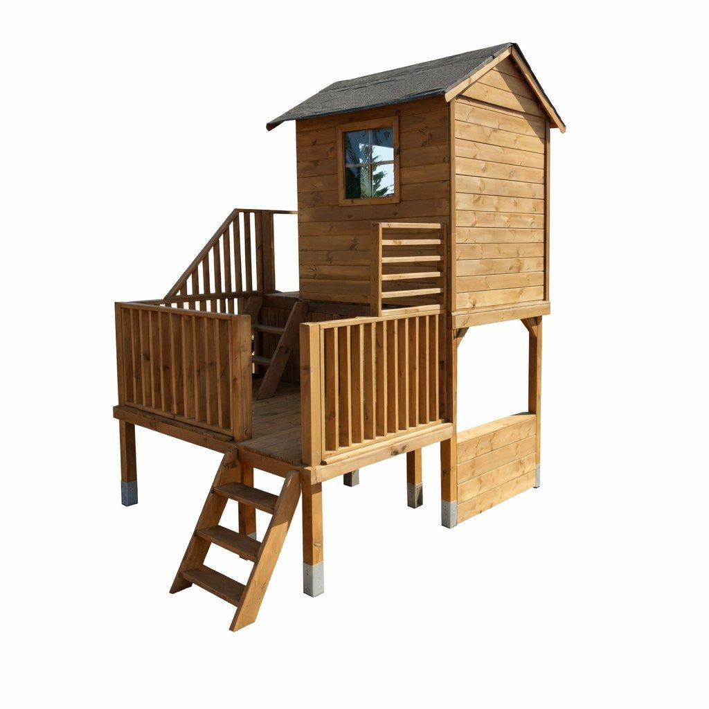 bv-vertrieb Spielhaus Holzgartenhaus 2 Rutschen Kinderspielhaus Spielhütte #4447