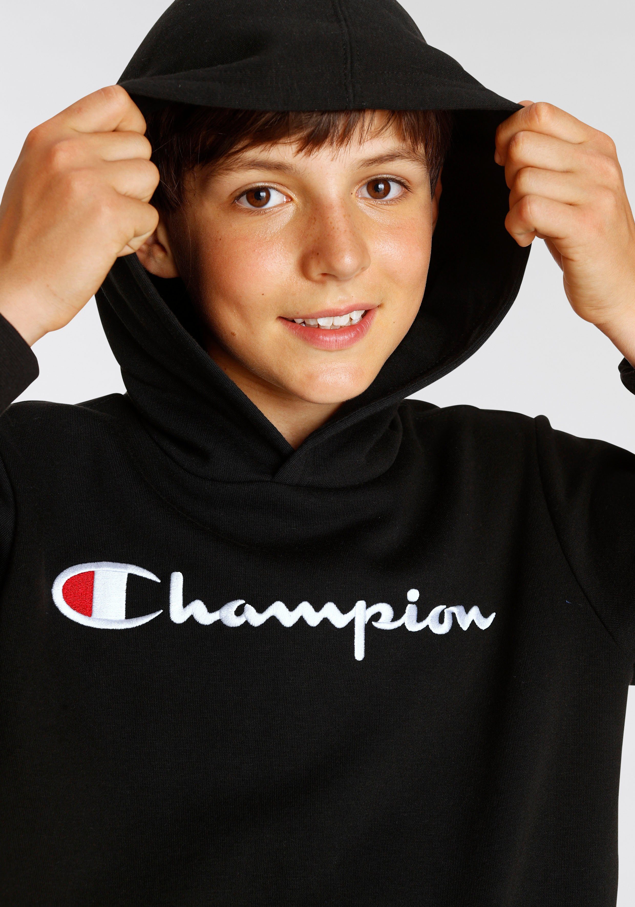 Champion Sweatshirt large Kinder Classic Hooded schwarz Logo Sweatshirt für 
