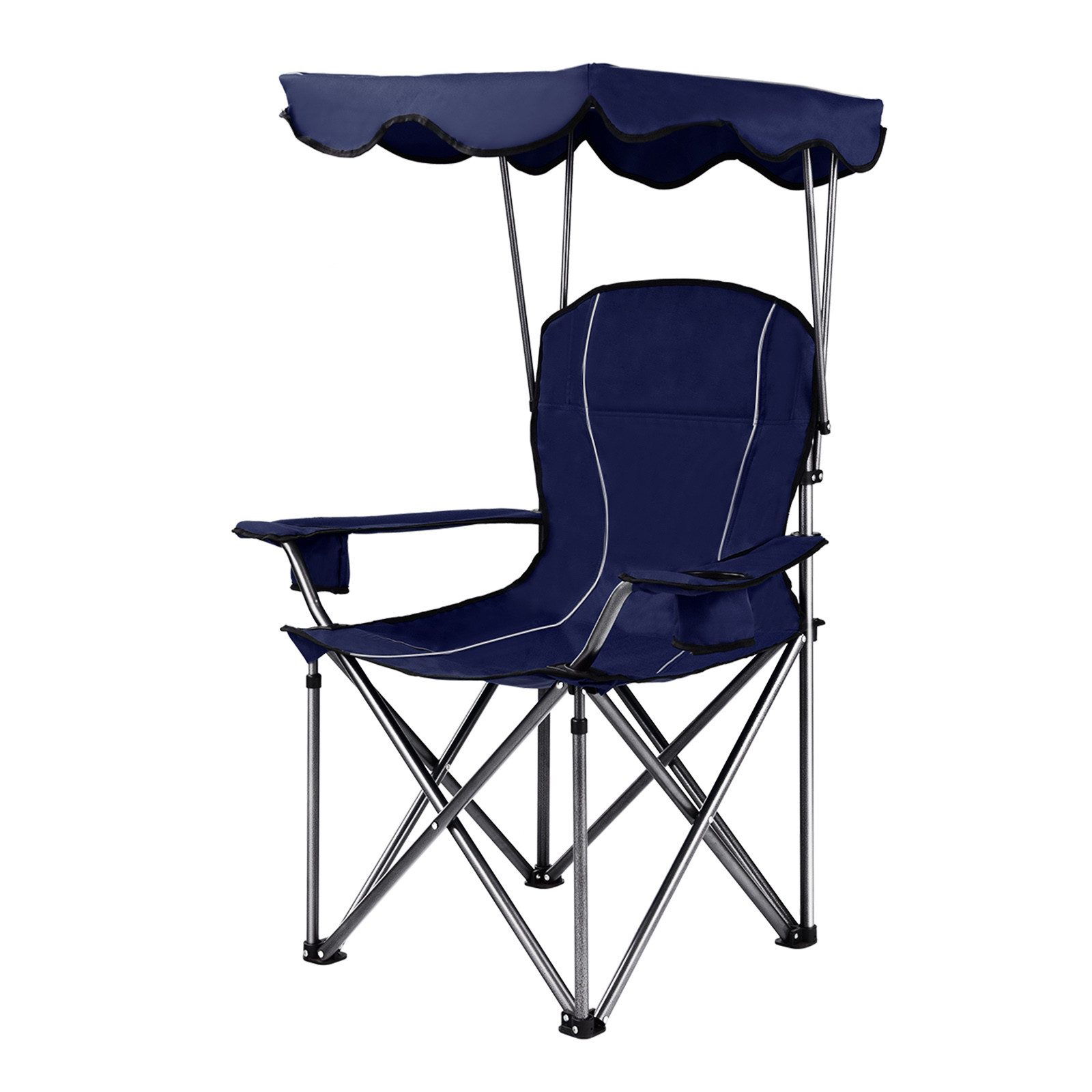COSTWAY Campingstuhl, mit Sonnendach & Tragtasche, 120 kg belastbar