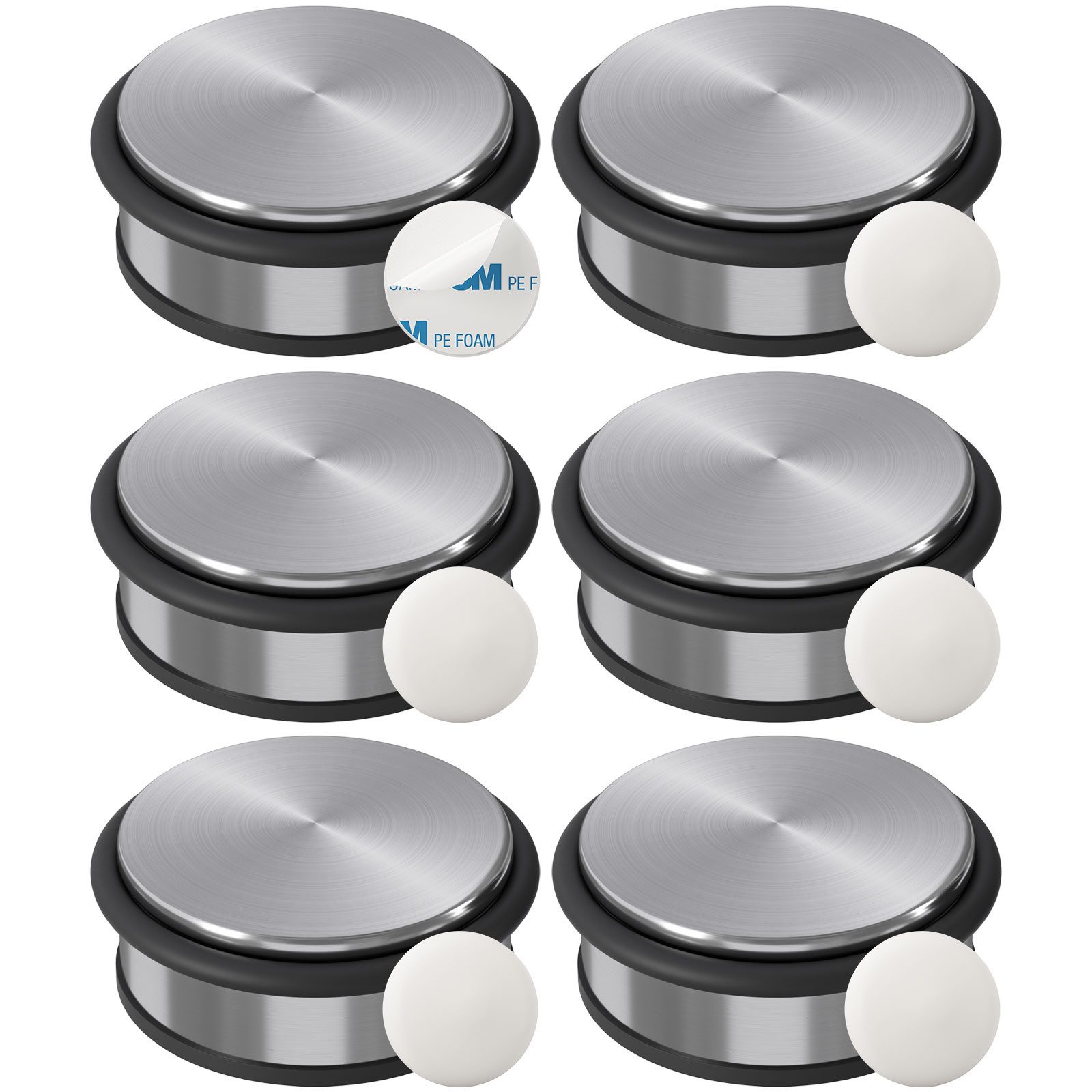 Wellgro Türstopper Edelstahl Türstopper 1,2 kg + Wand Türstopper, ohne Bohren