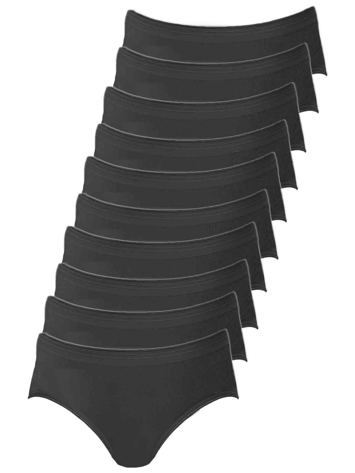 COMAZO Hüftslip 10er Pack Damen Hüftslip (Packung, 10-St) Zwickel schwarz
