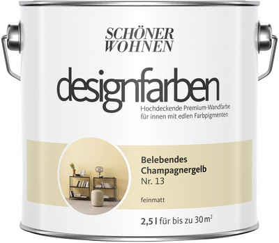SCHÖNER WOHNEN-Kollektion Wand- und Deckenfarbe Designfarben, Belebendes Champagnergelb Nr. 13, hochdeckende Premium-Wandfarbe