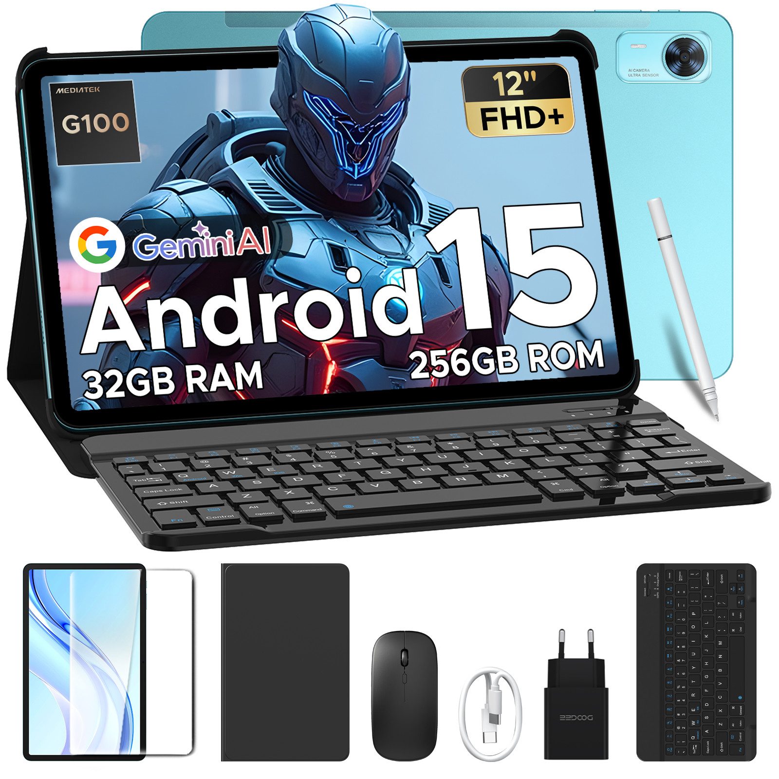 DOOGEE TAB E3+ Android 15 Tablet 12 Zollmit Tastatur und Stift Tablet (12", 256 GB, Android 15, 4G, Helio G100/32GB+256GB /90Hz FHD+/ 8800mAh/Dual 4G LTE+5G WiFi)